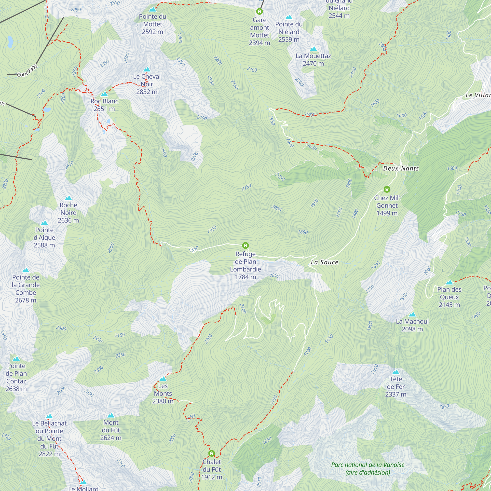 Refuge de Plan Lombardie map