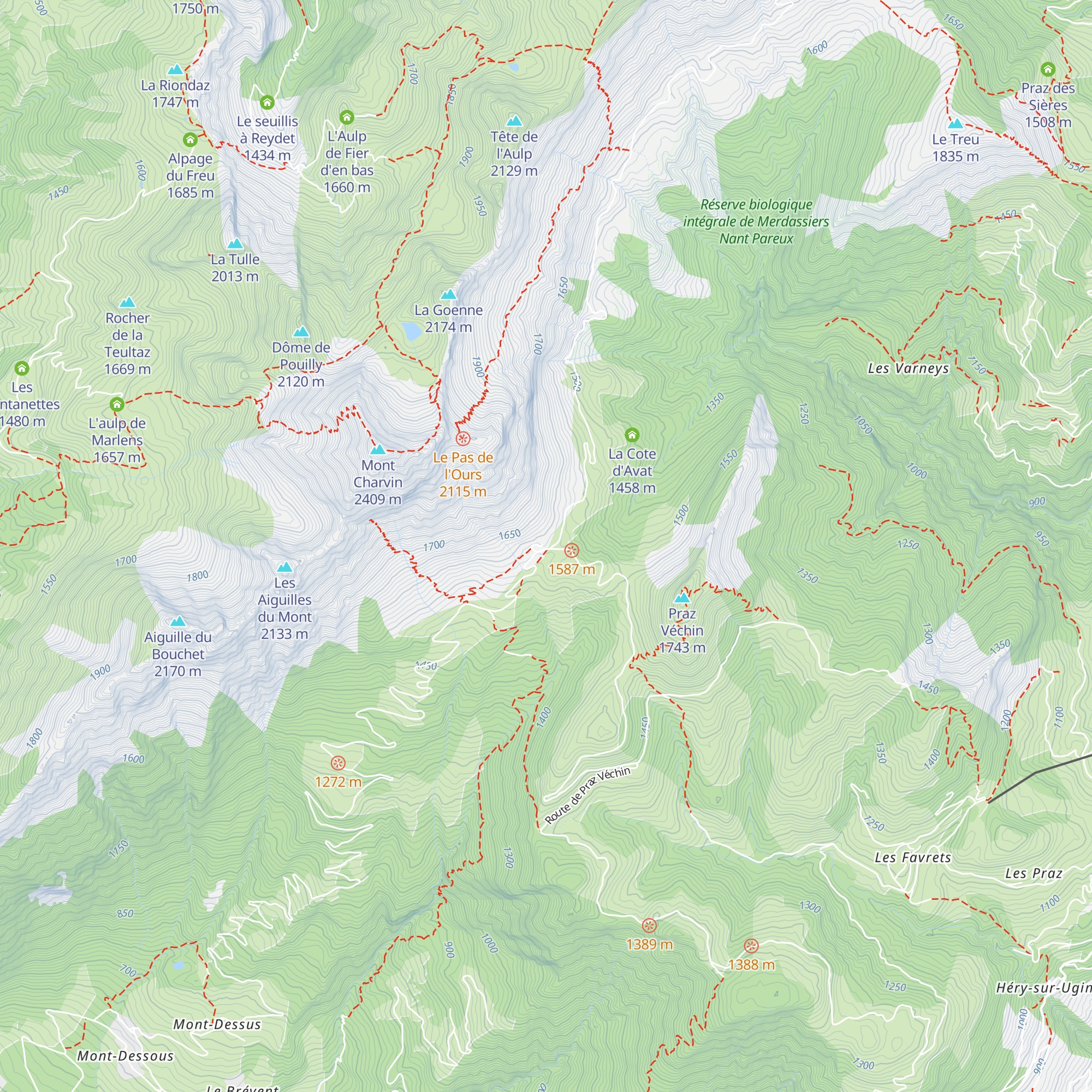 Refuge du Col de L'Arpettaz map