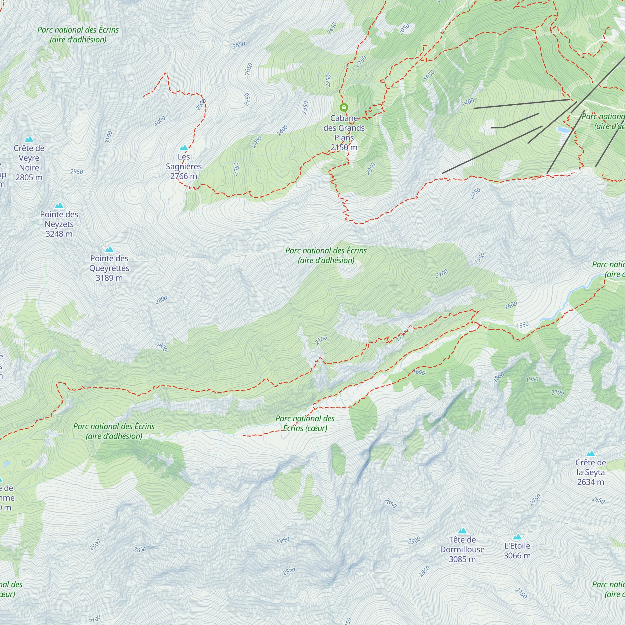 Cabanes des Ayes map