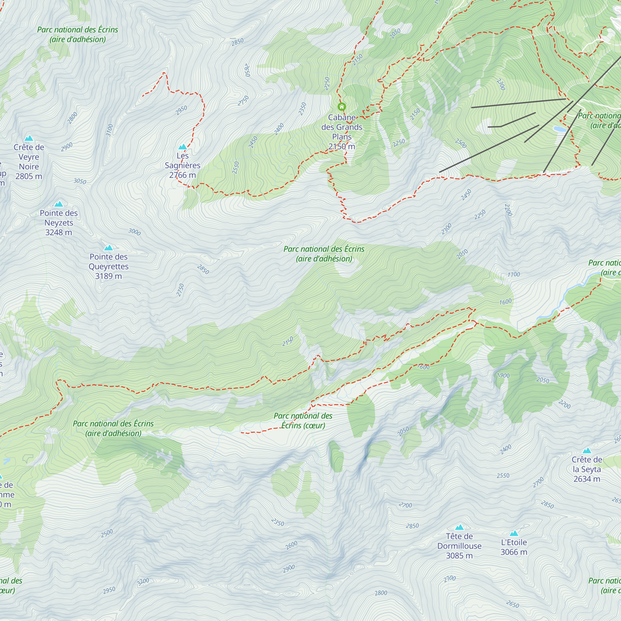 Cabanes des Ayes map