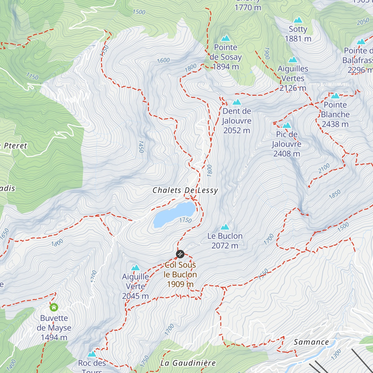 Refuge de Lessy map