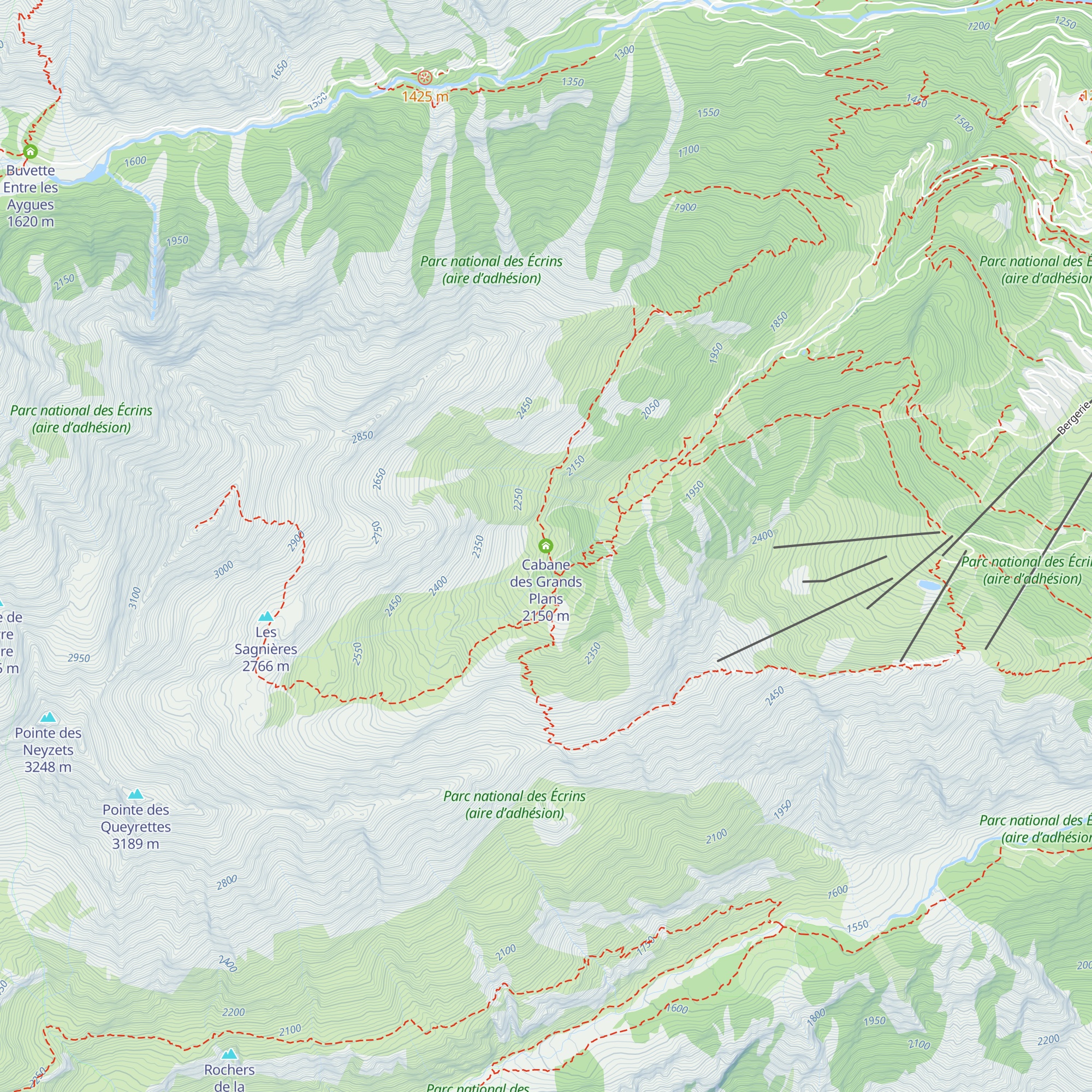 Cabane des Grands Plans map