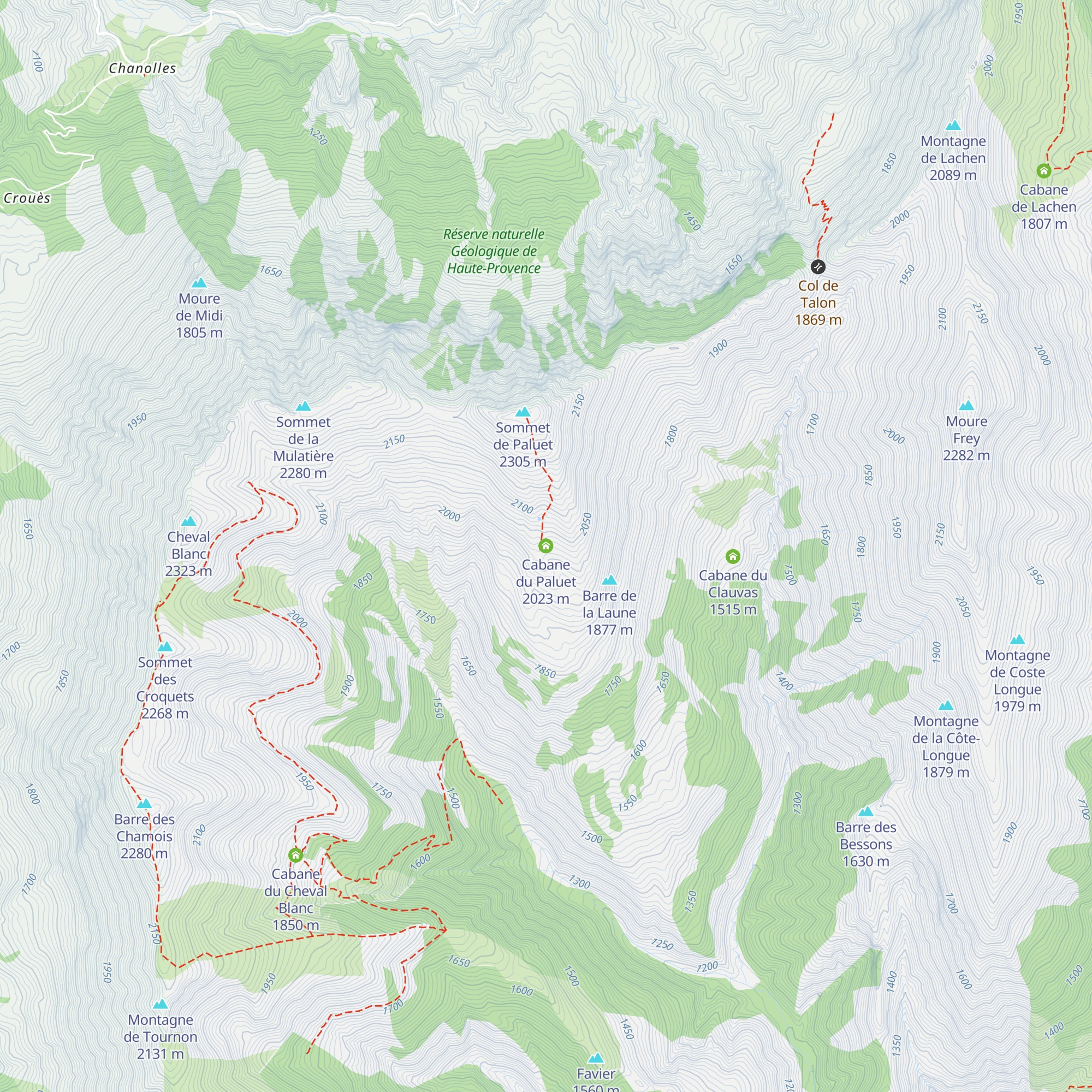 Cabane du Paluet map