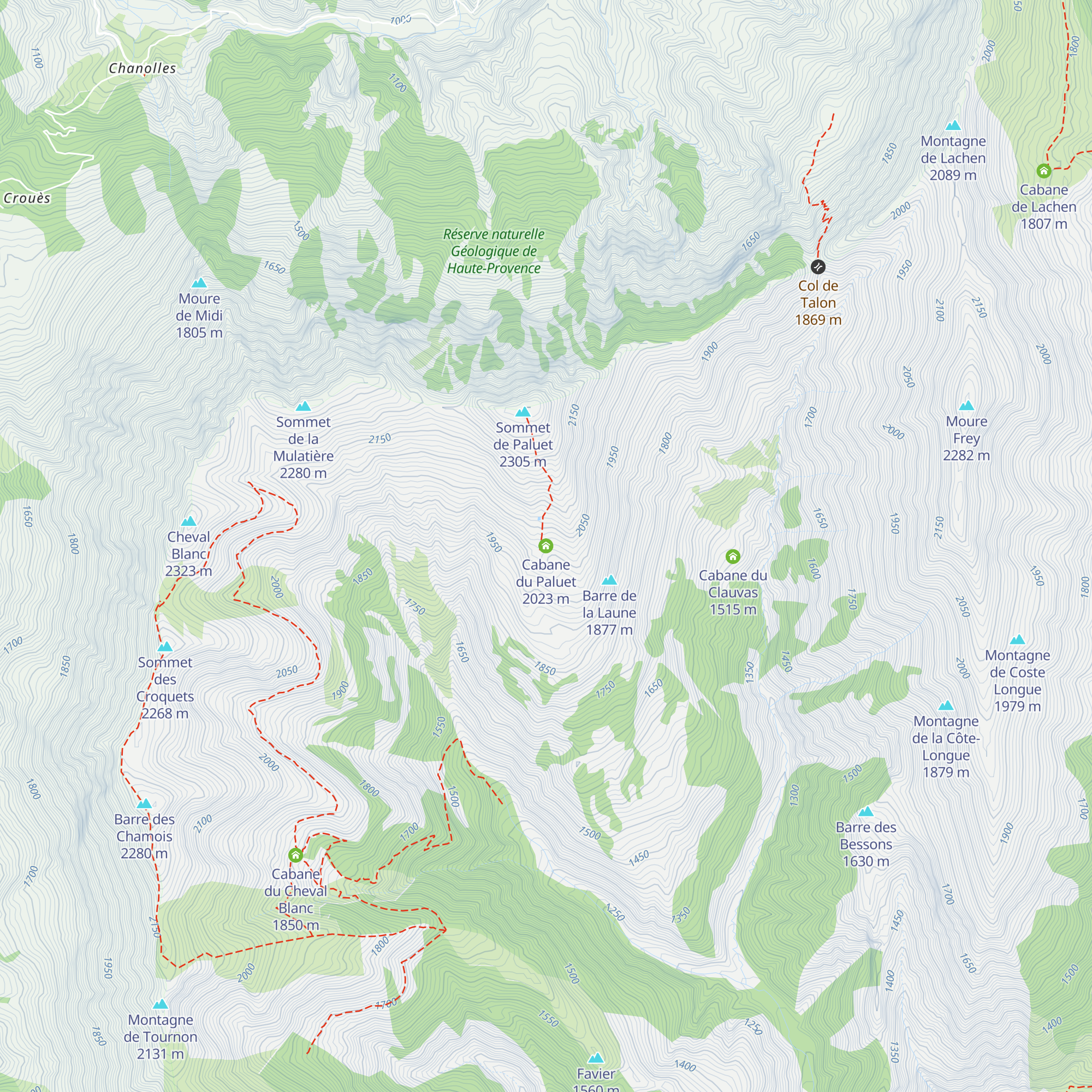 Cabane du Paluet map