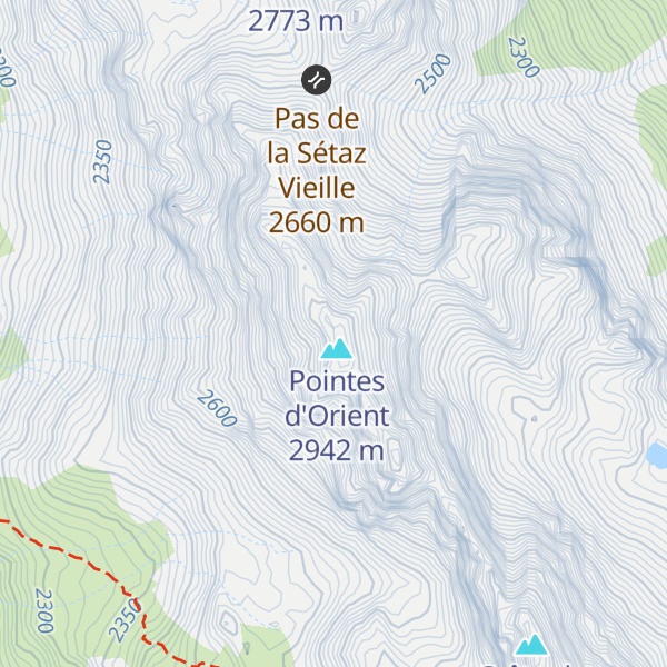 Map of Pointe des Rateaux
