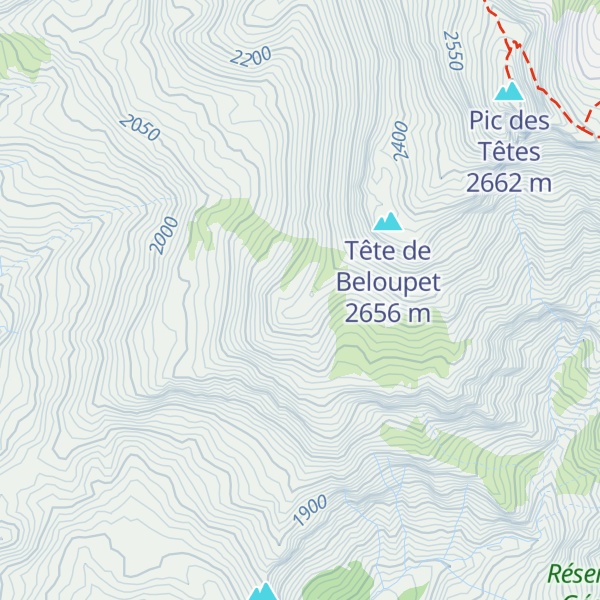 Map of Tête de Belau