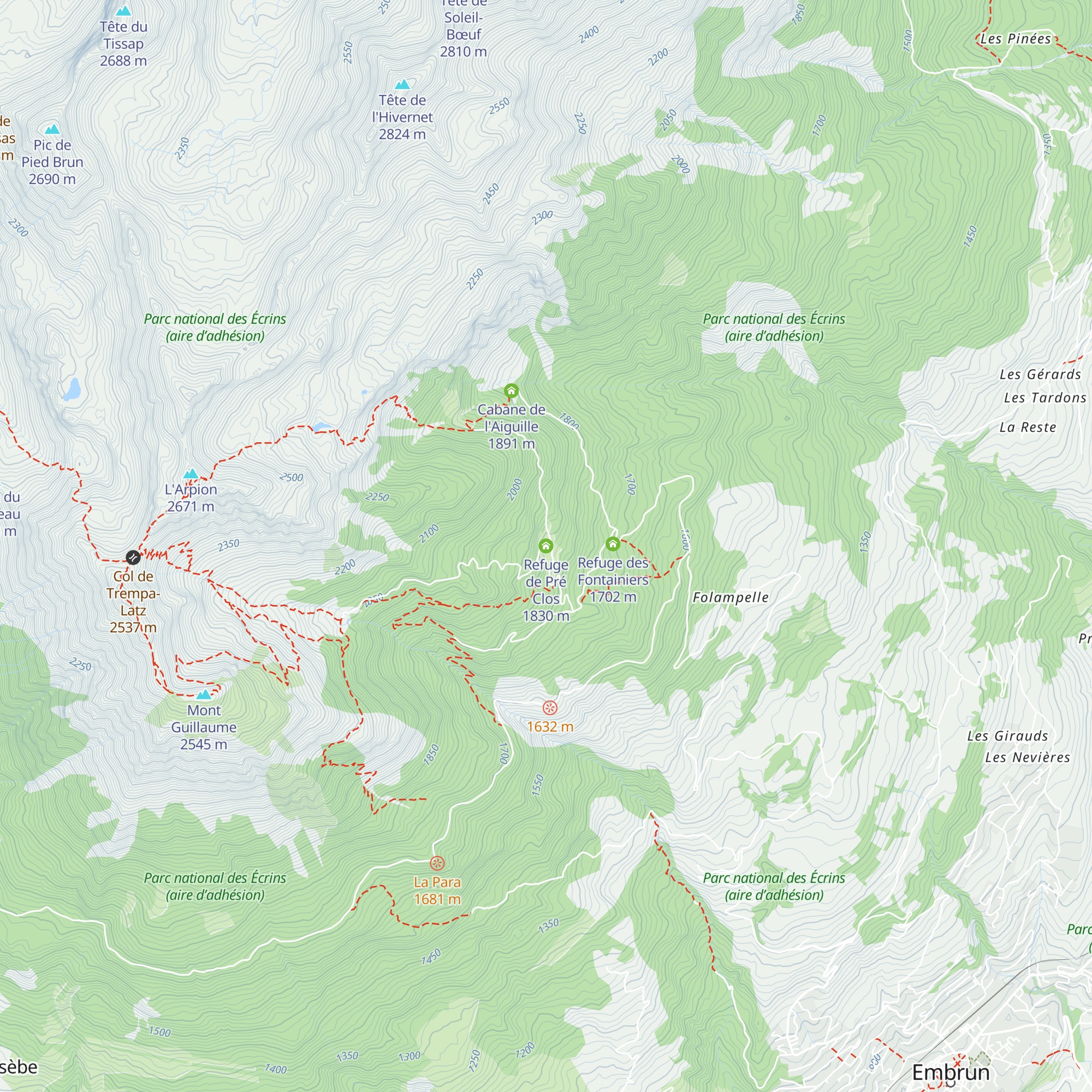 Refuge de Pré Clos map