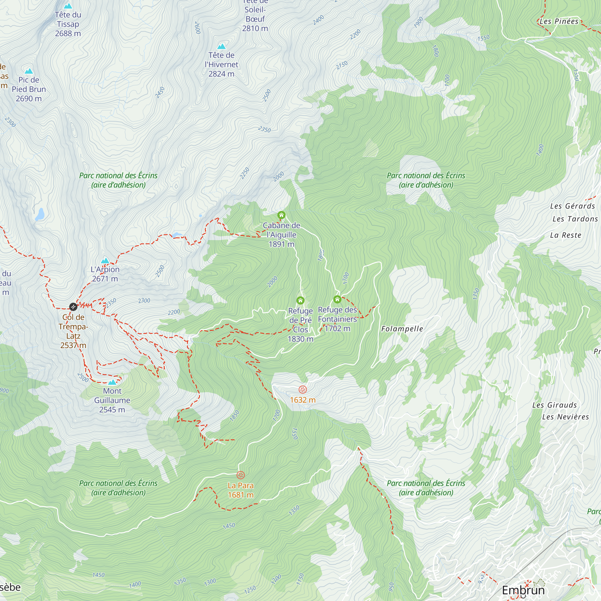 Refuge de Pré Clos map