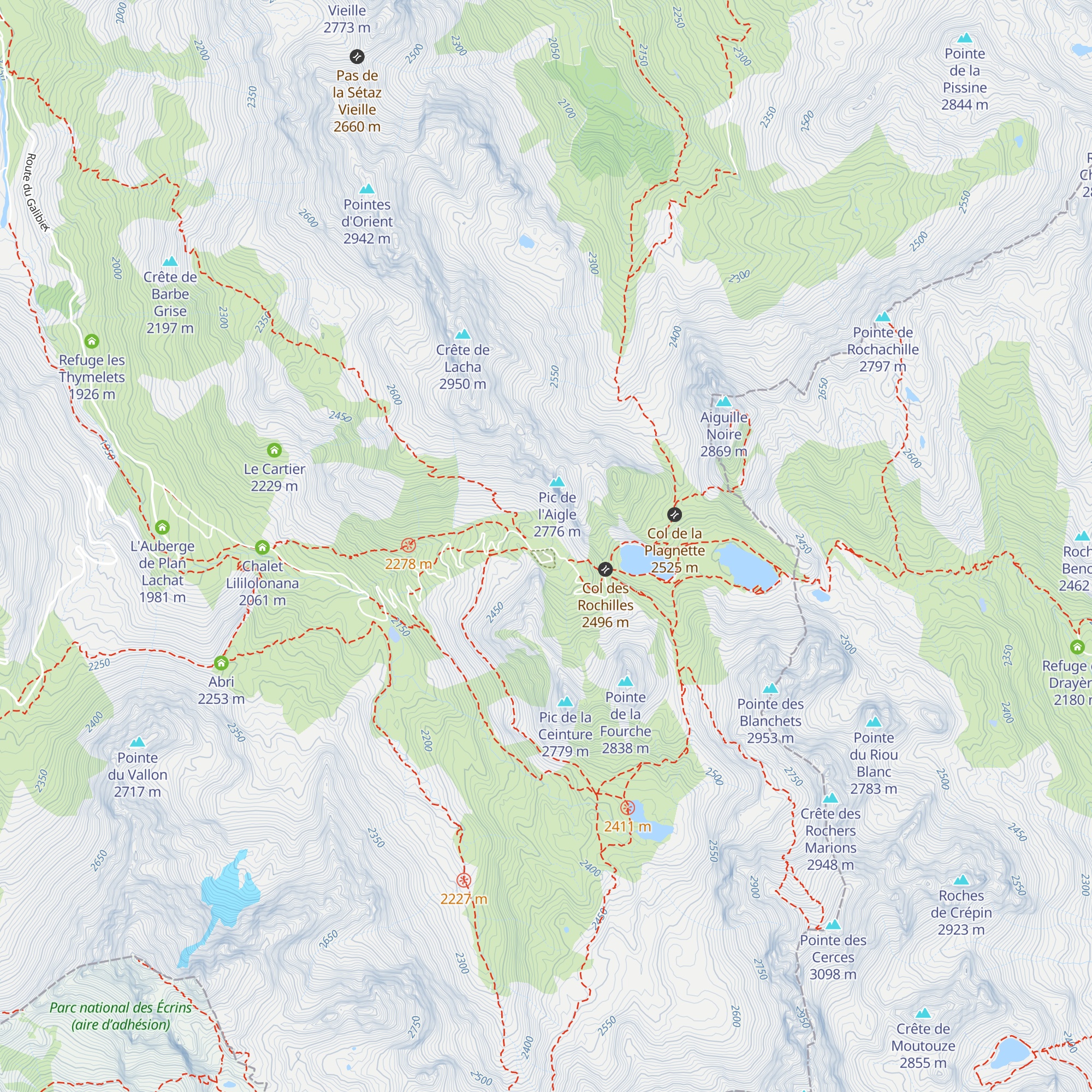 Refuge des Rochilles map