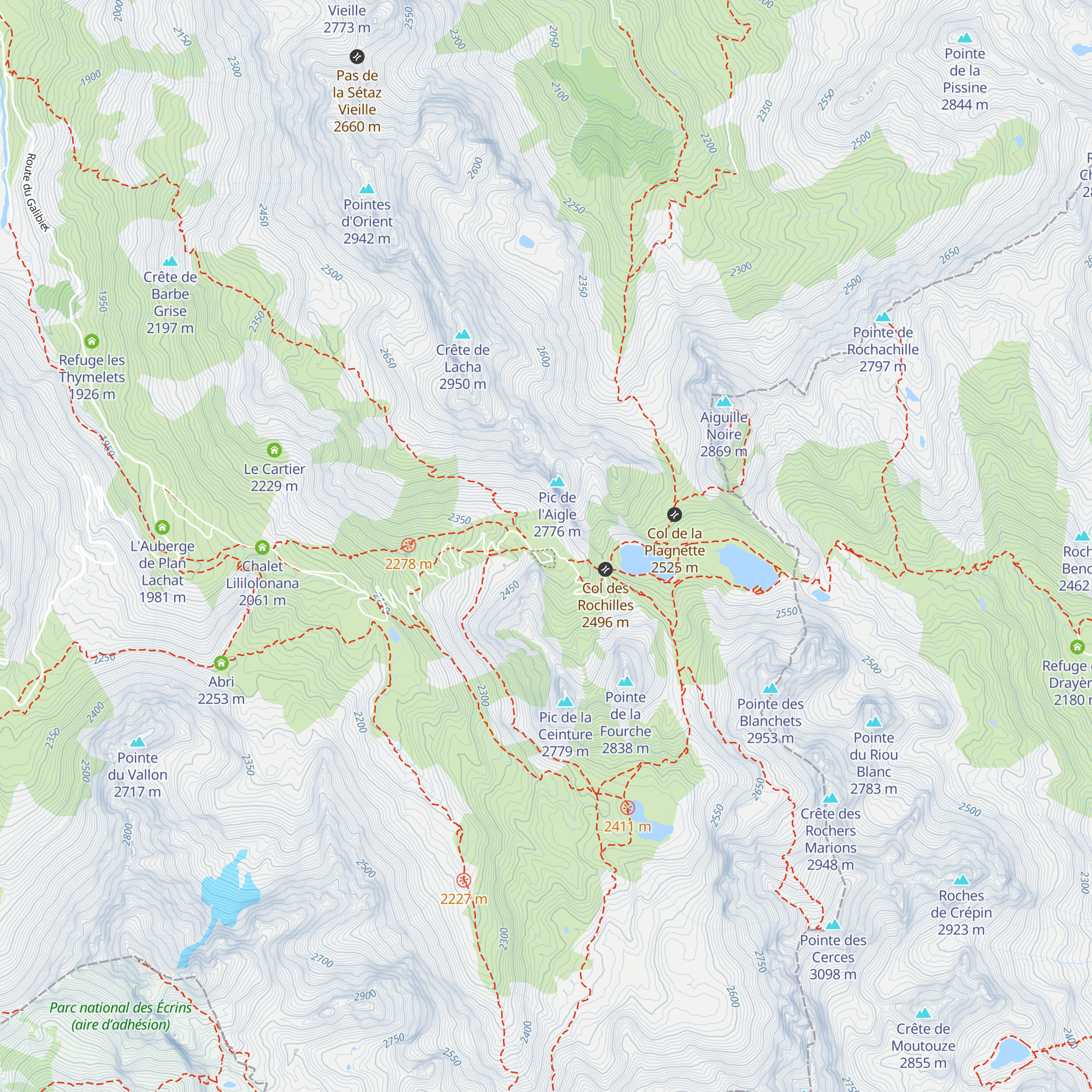 Refuge des Rochilles map