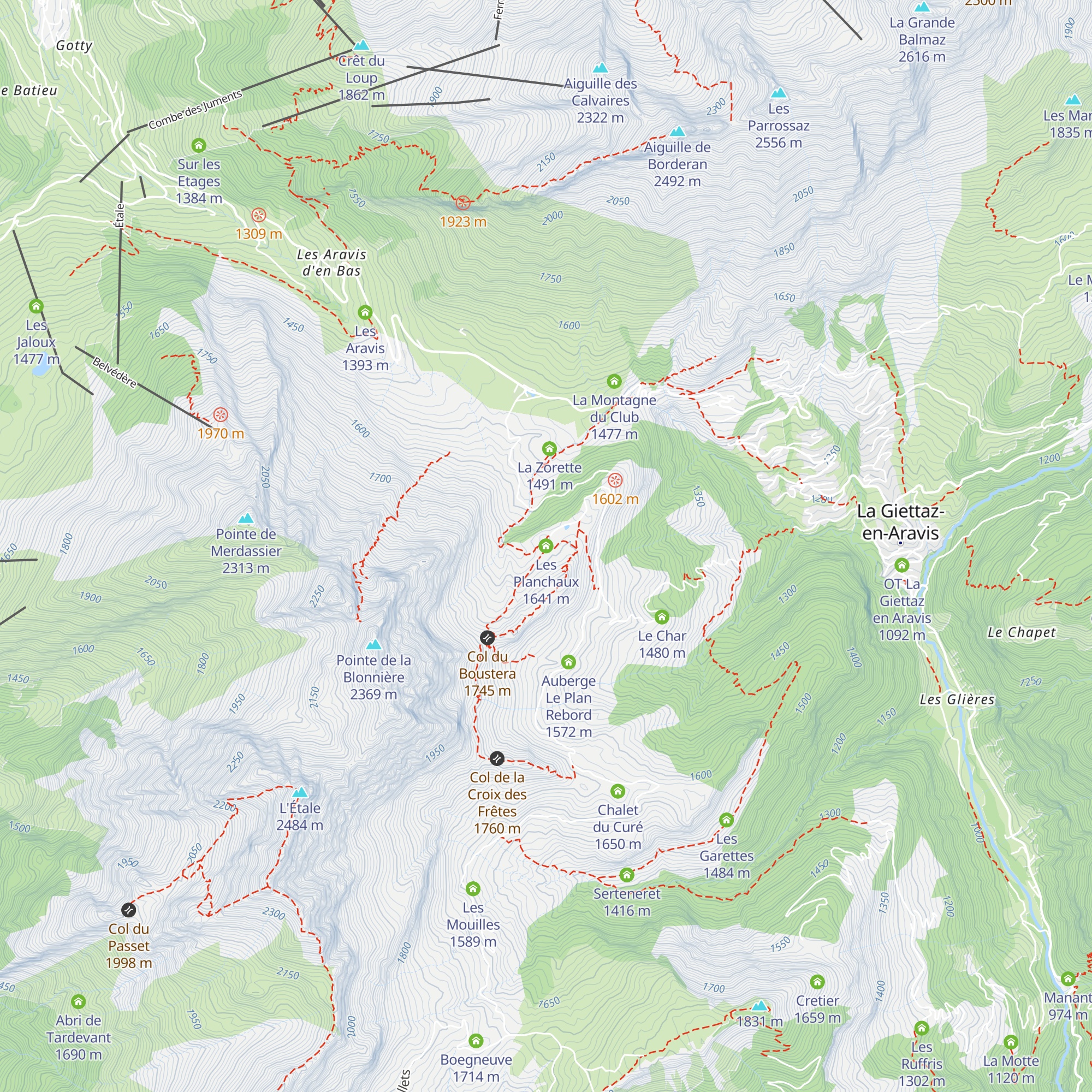 Les Planchaux map