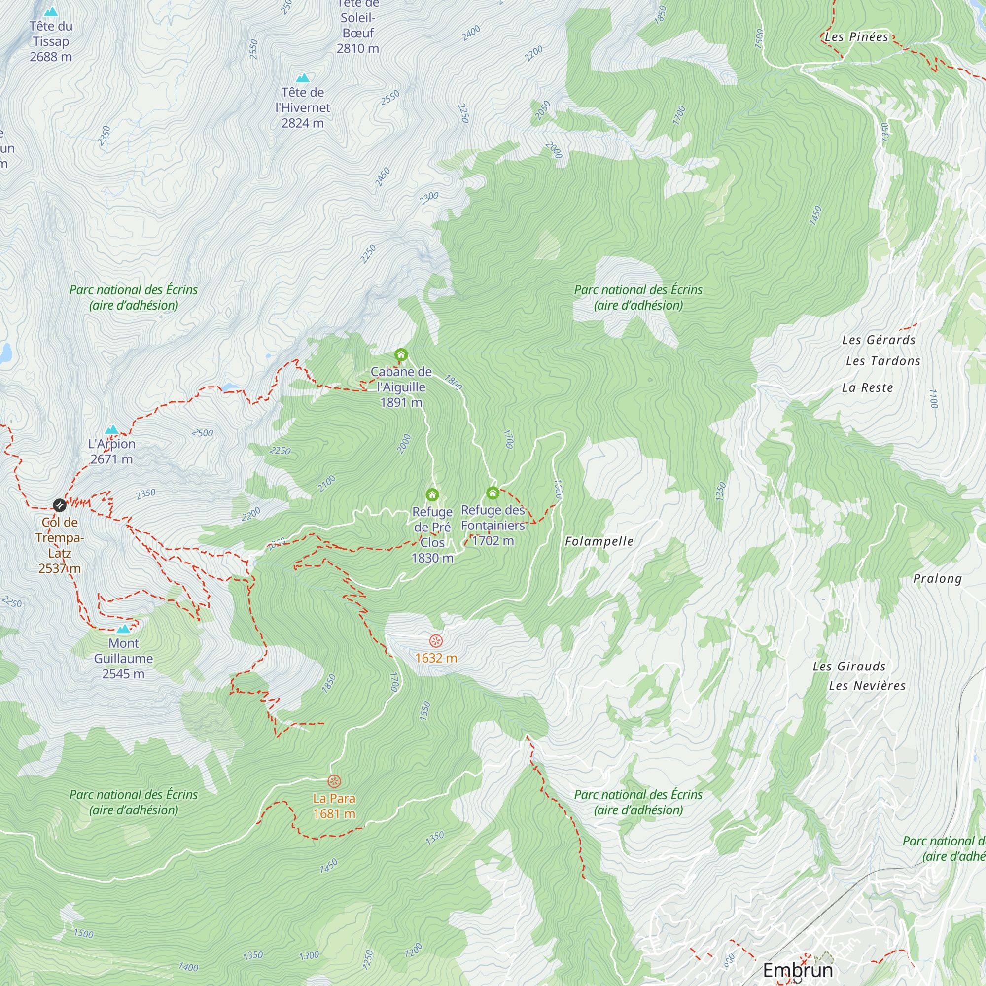 Refuge des Fontainiers map