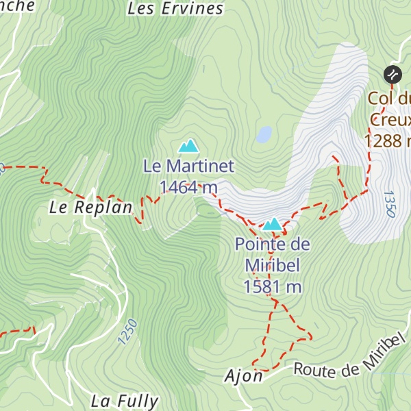 Map of Tête des Cudres