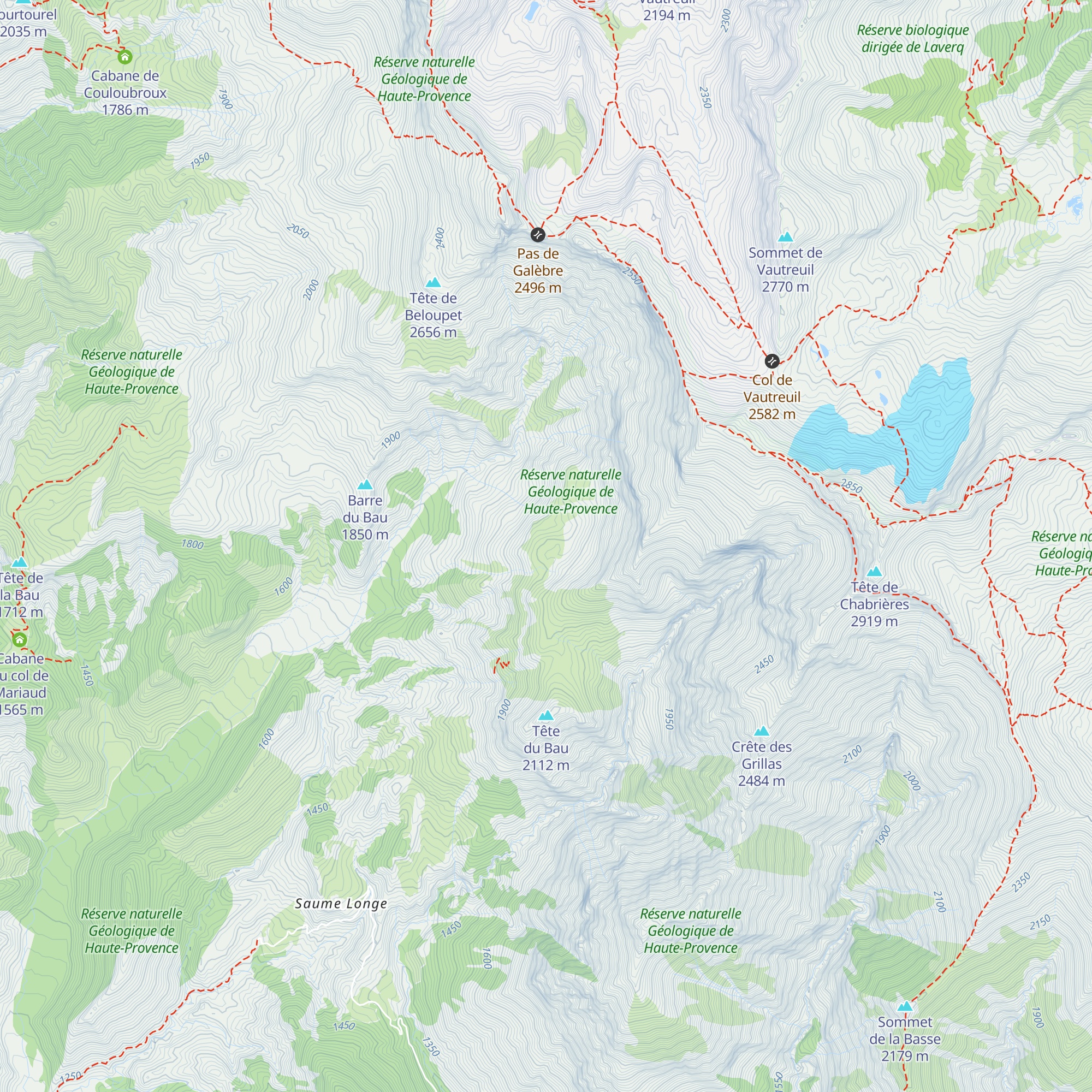 Cabane nord du Col map