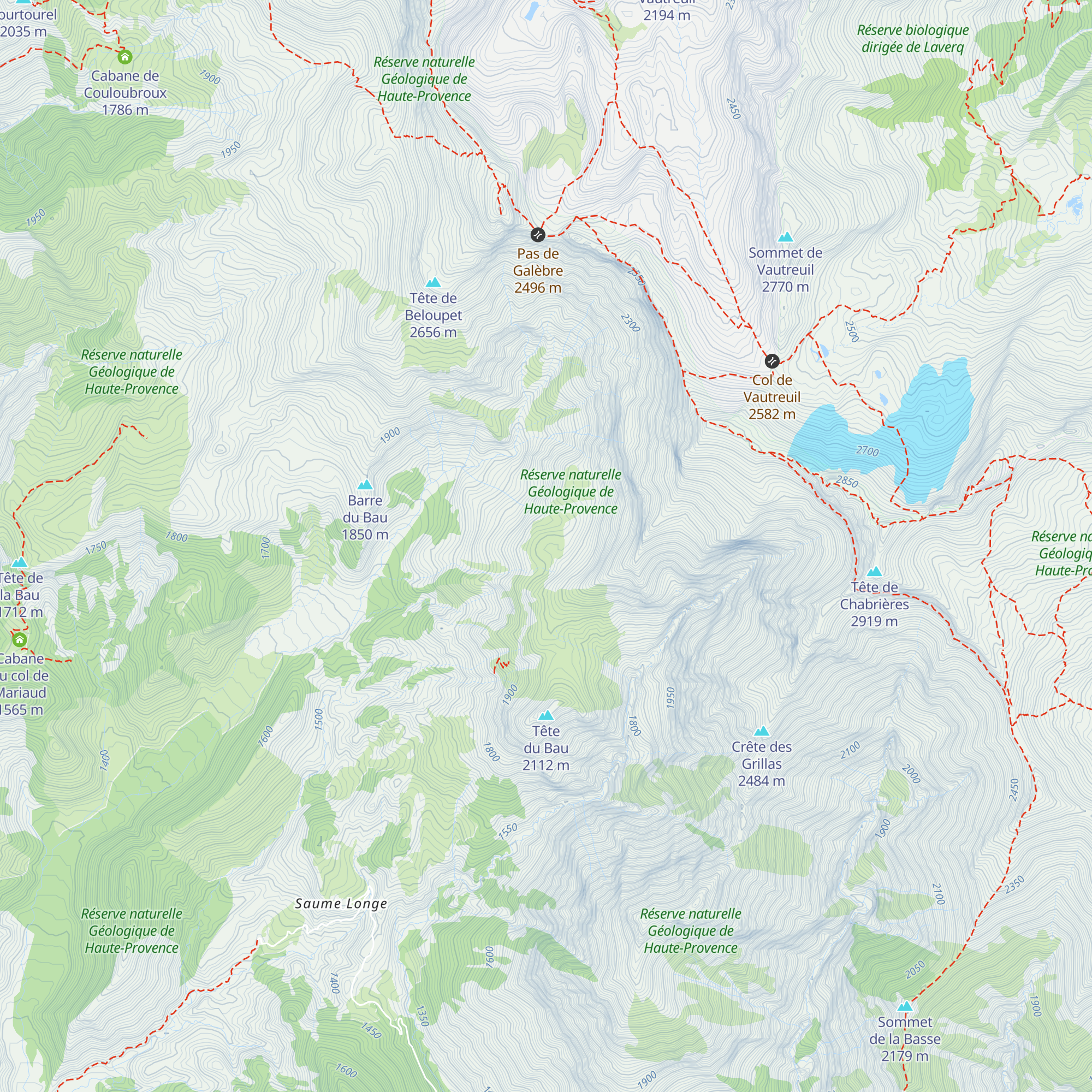 Cabane nord du Col map
