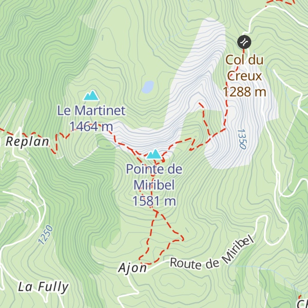 Map of Pointe de Miribel