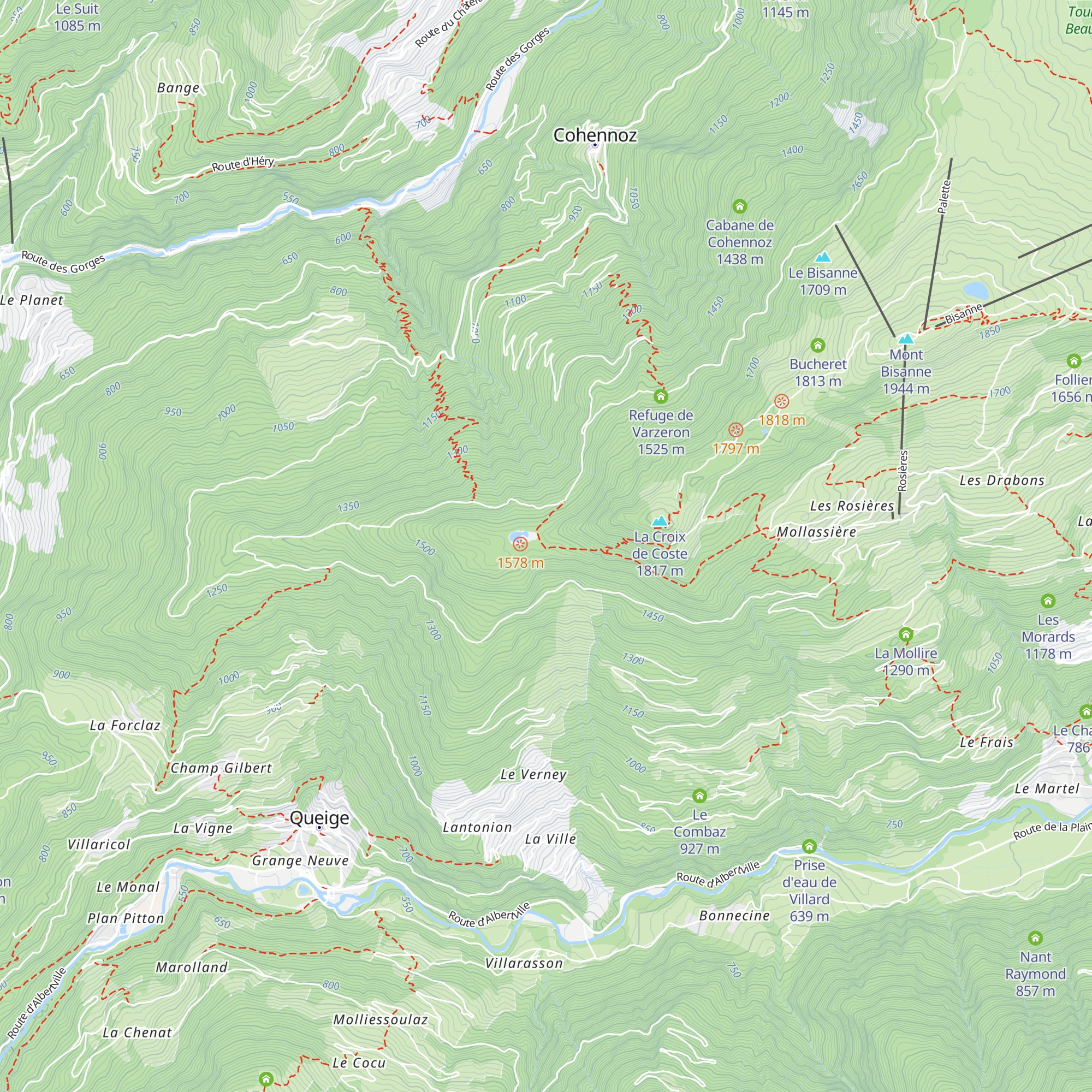 Cabane du Lac des Saisies map
