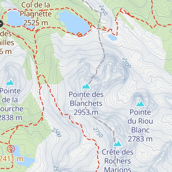 Map of Pointe des Blanchets