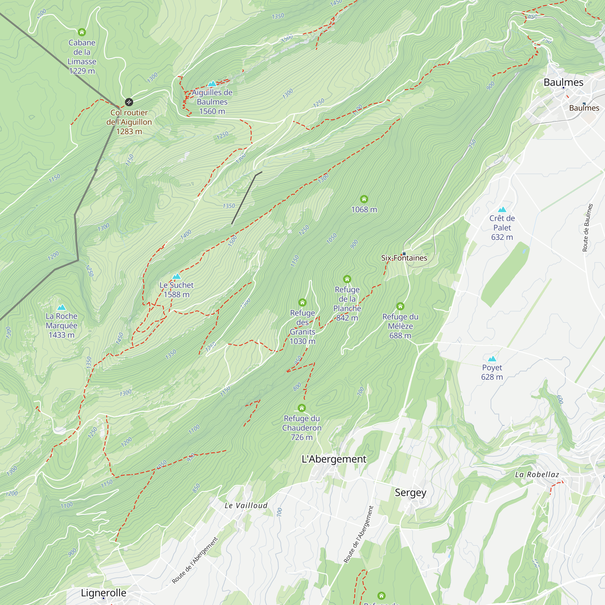 Refuge des Granits map