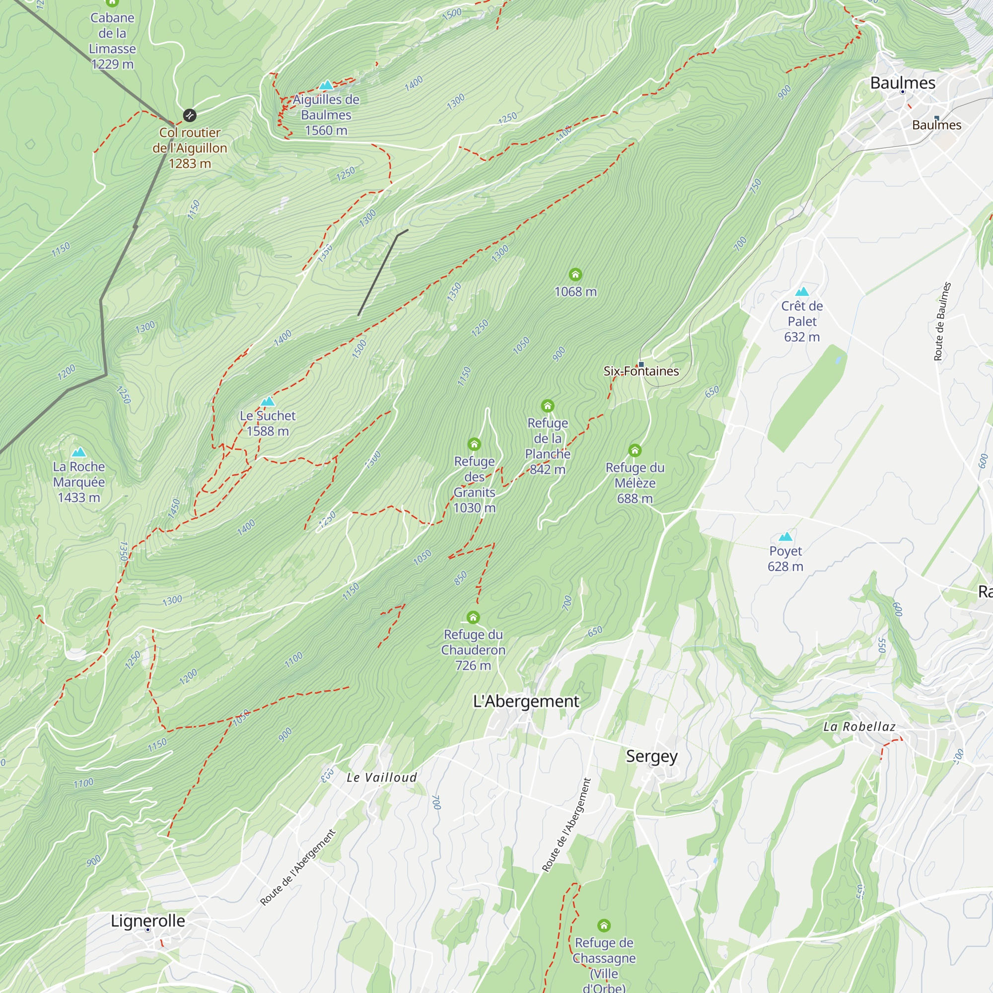 Refuge de Valeyres map