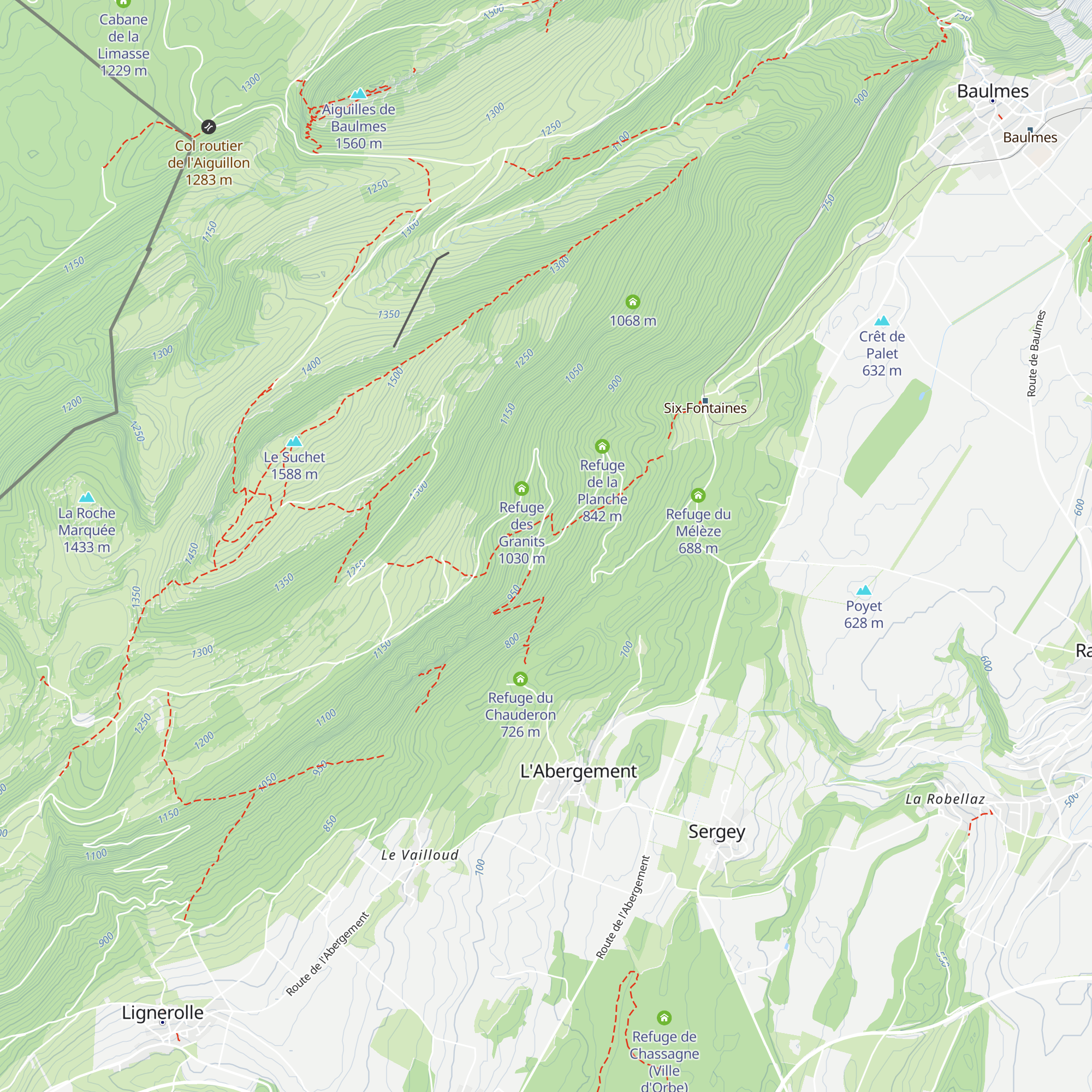 Refuge de Valeyres map