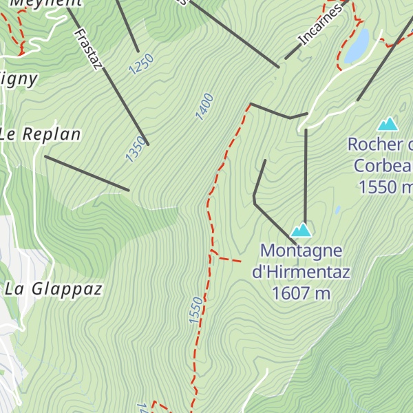 Map of Crêtes d'Hirmentaz