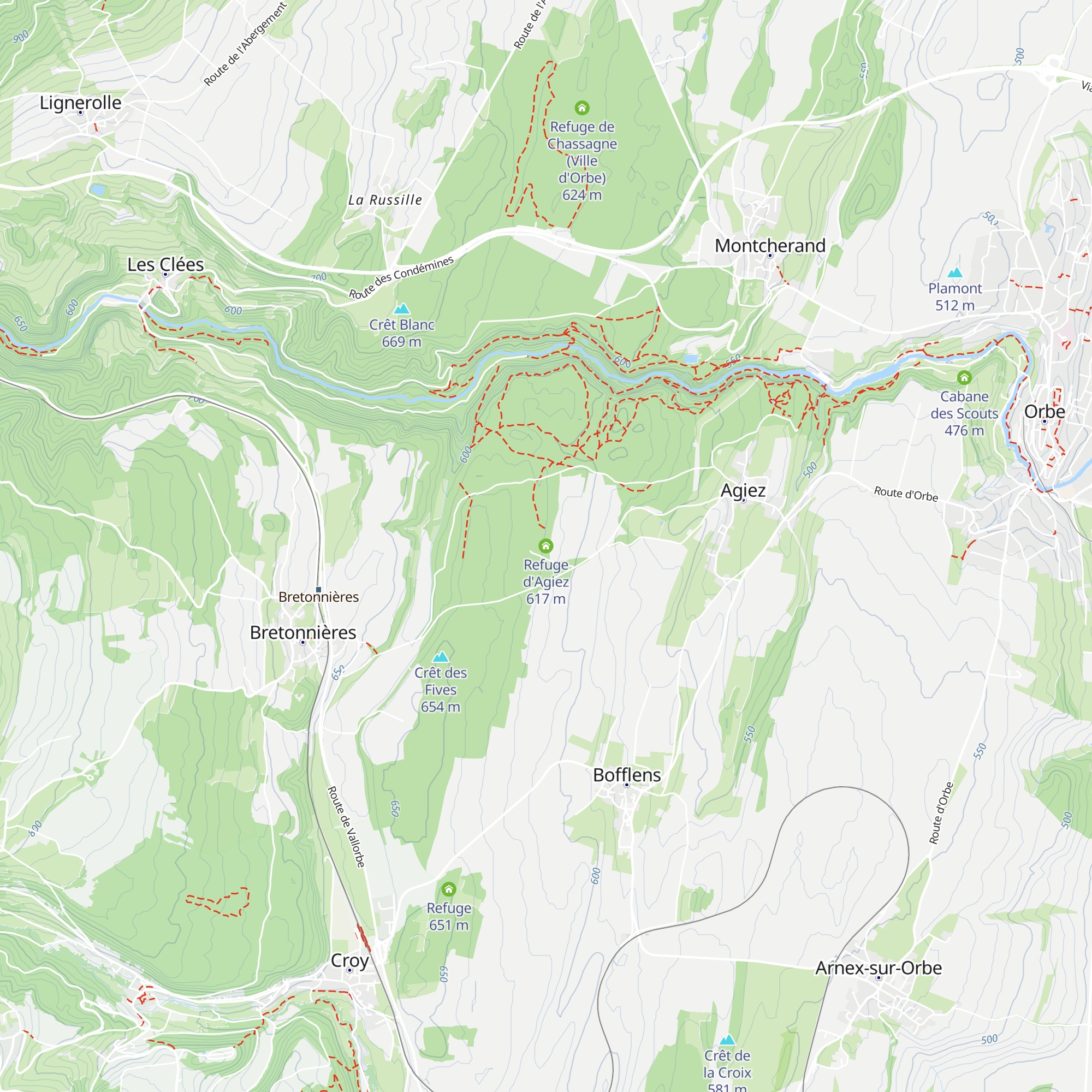 Refuge d'Agiez map