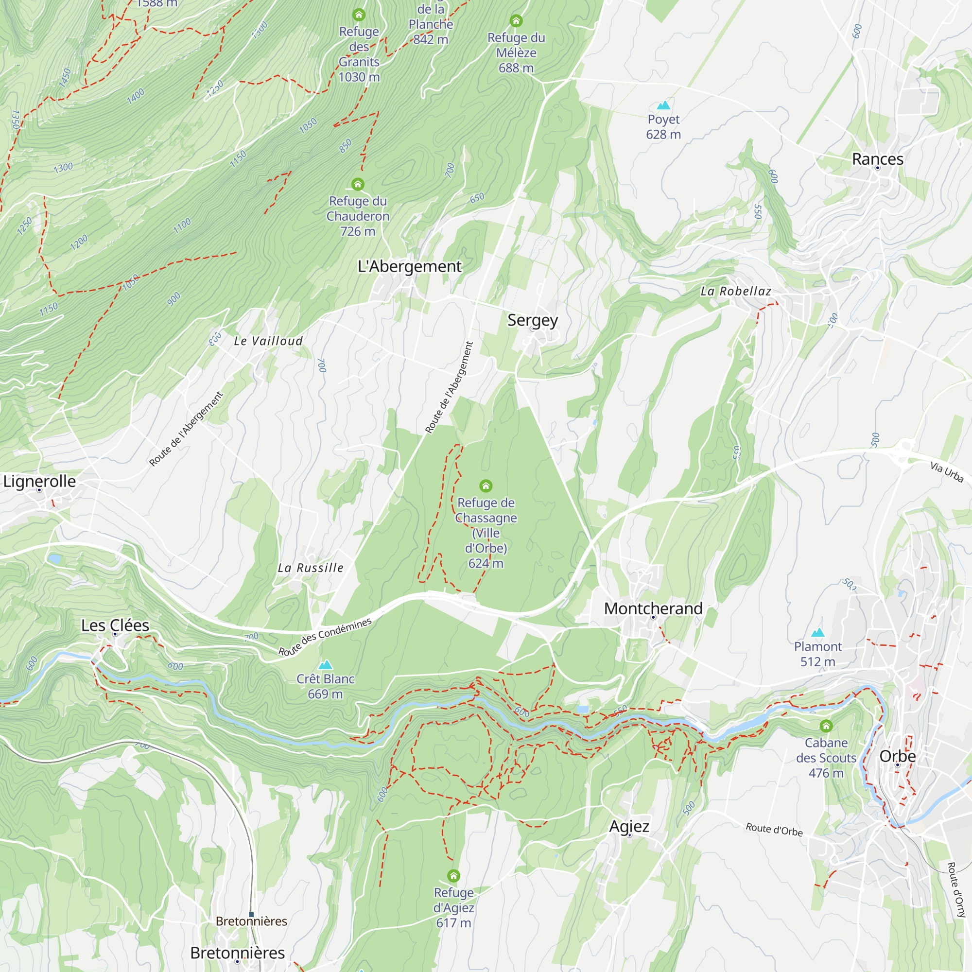 Refuge de Chassagne (Ville d'Orbe) map