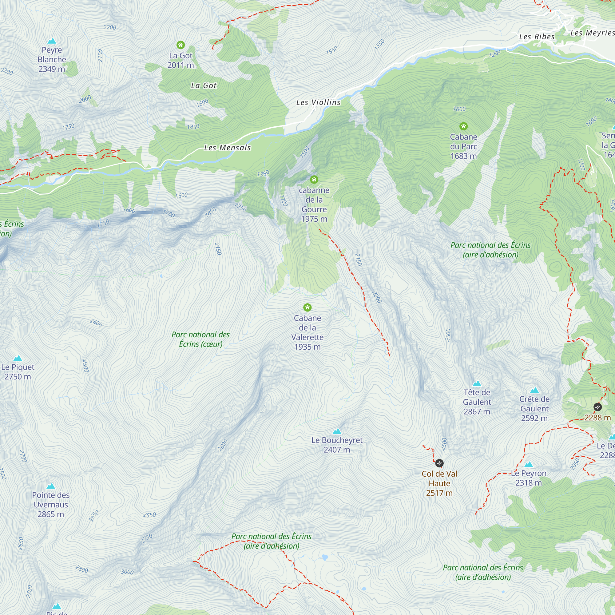 Cabane de la Valerette map
