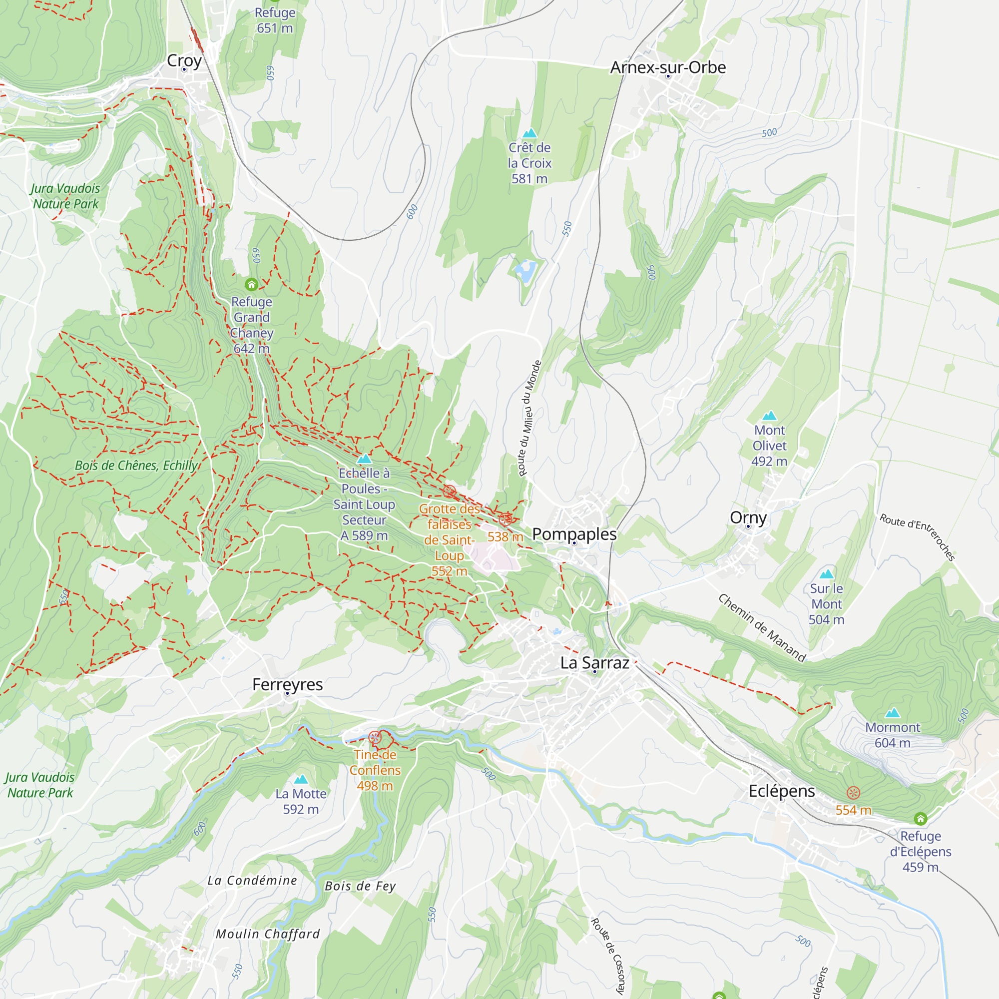 Refuge de Pompaples map