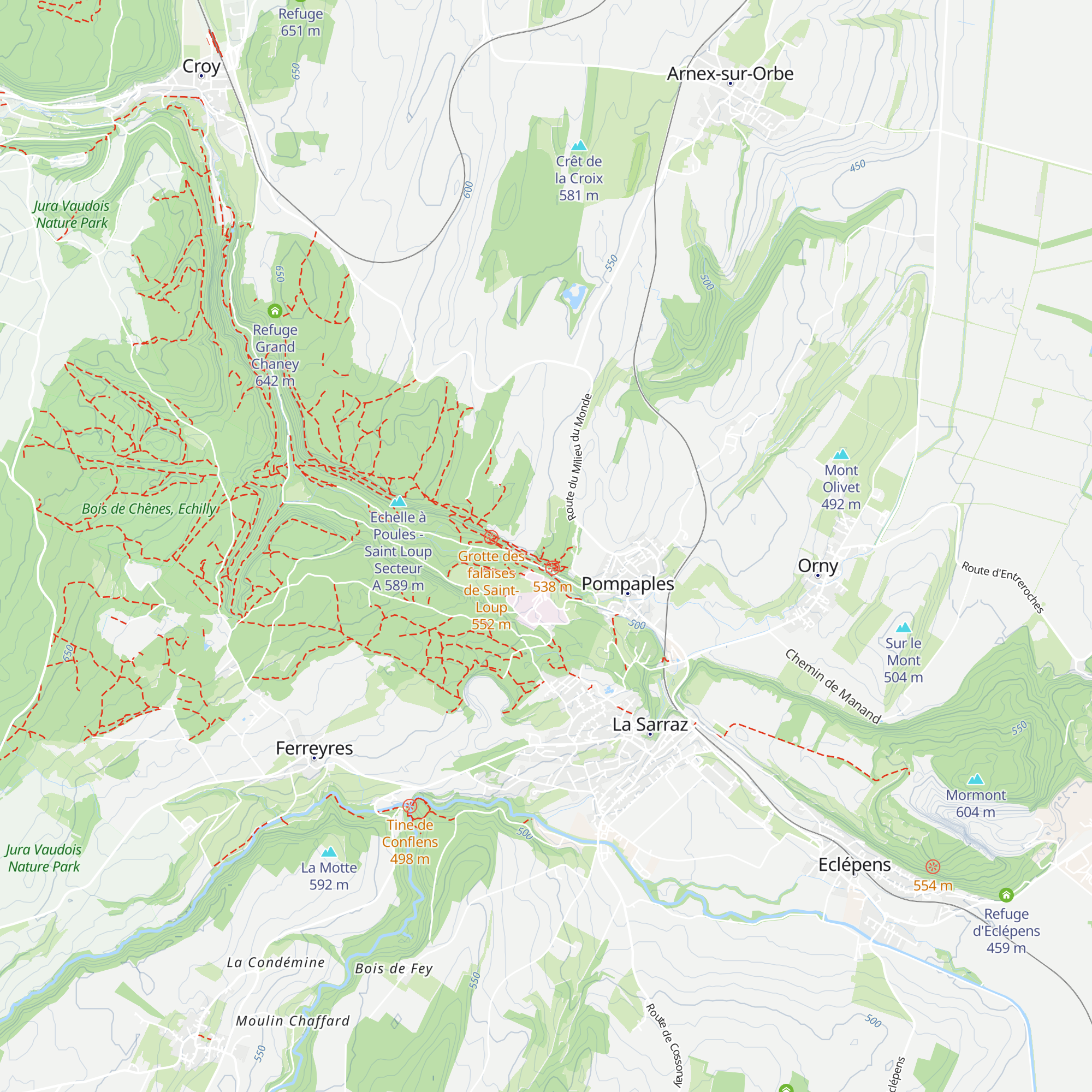 Refuge de Pompaples map