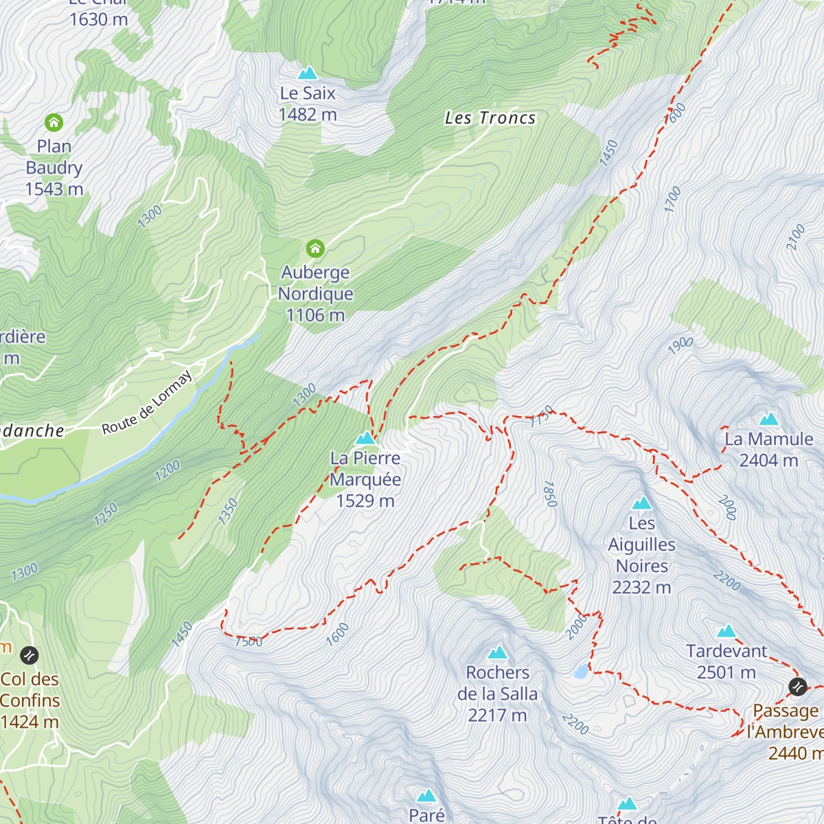Refuge de la Bombardellaz map