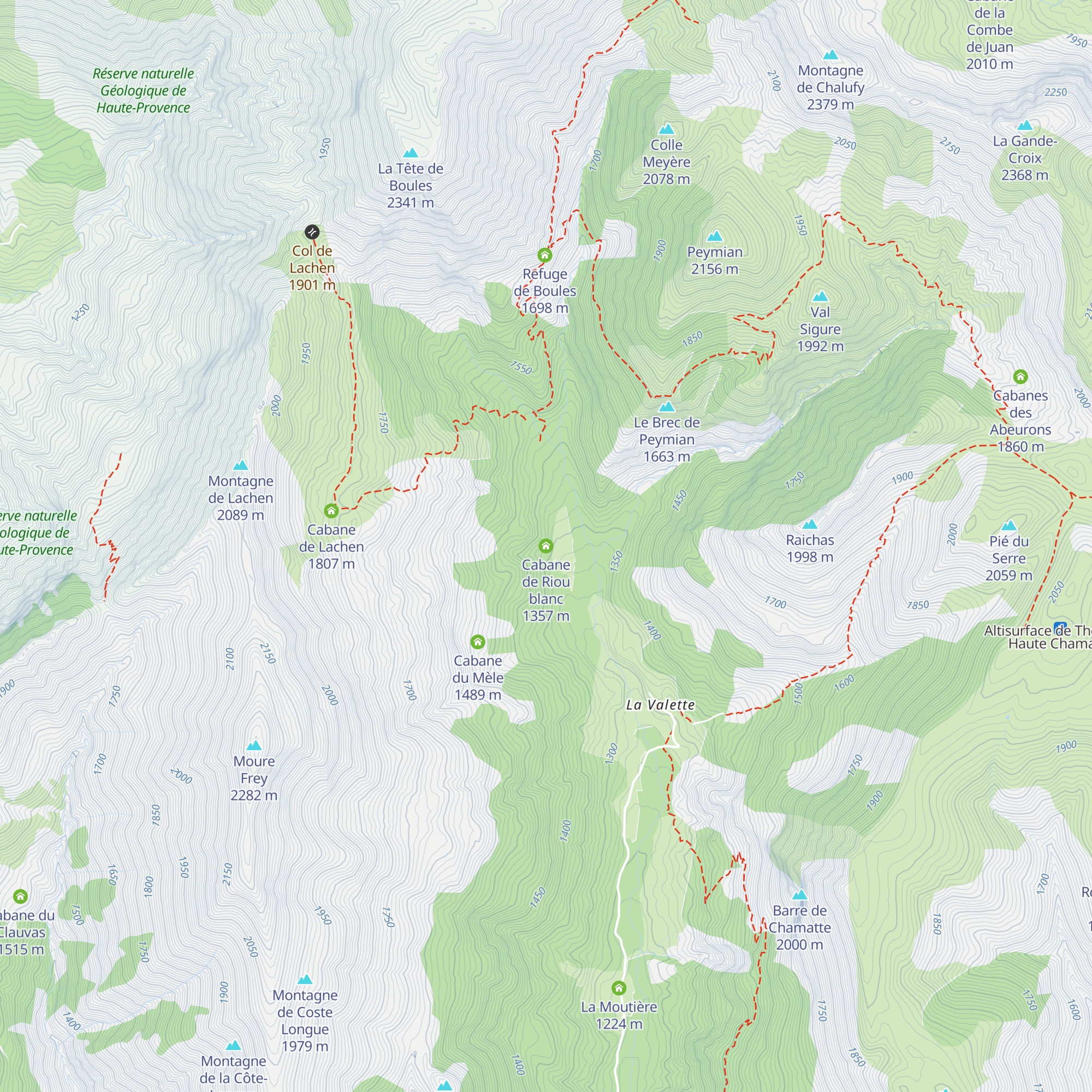 Cabane de Riou blanc map