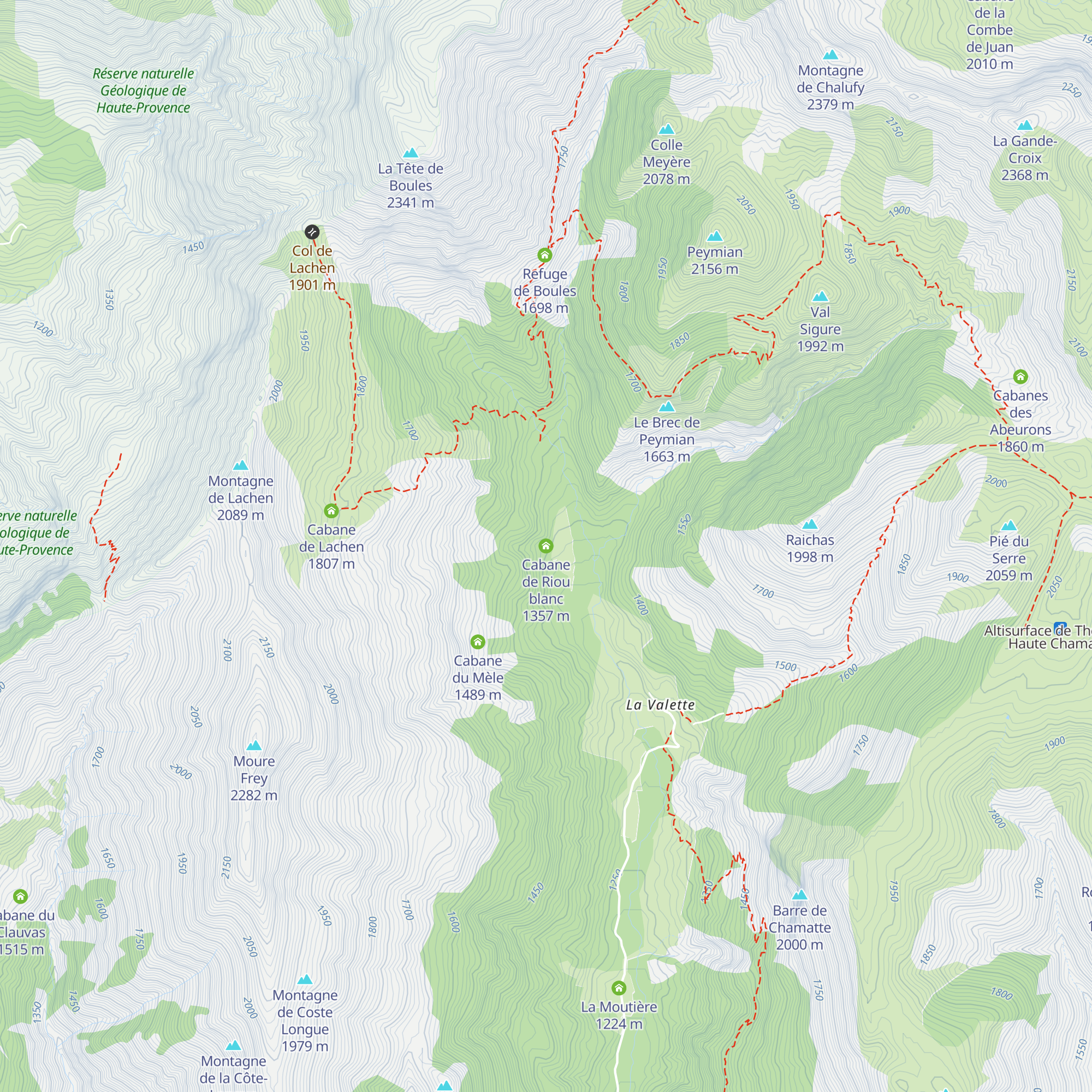 Cabane de Riou blanc map