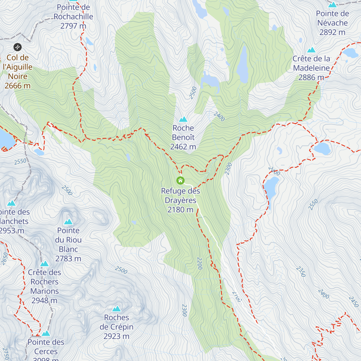 Refuge des Drayères map