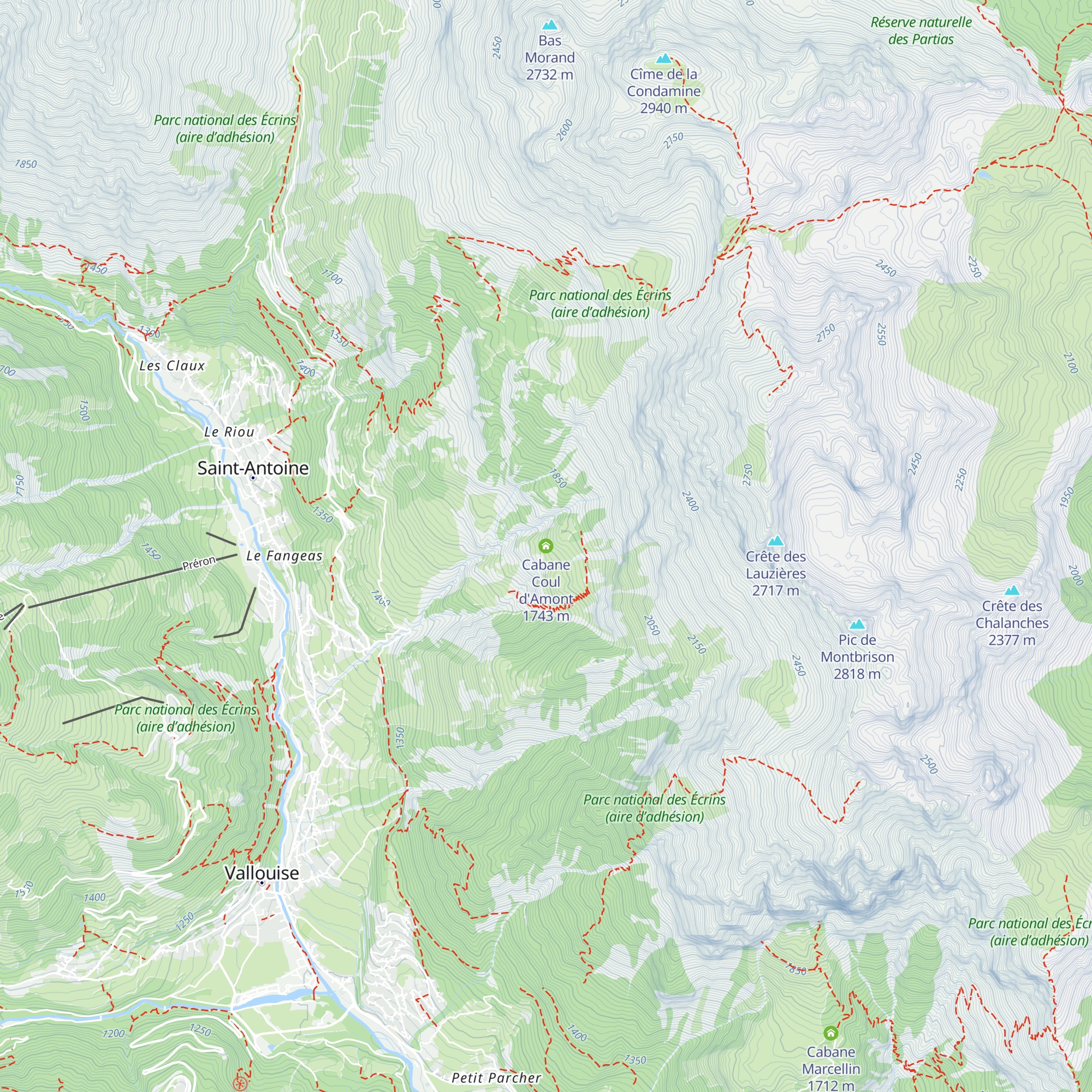 Cabane Coul d'Amont map