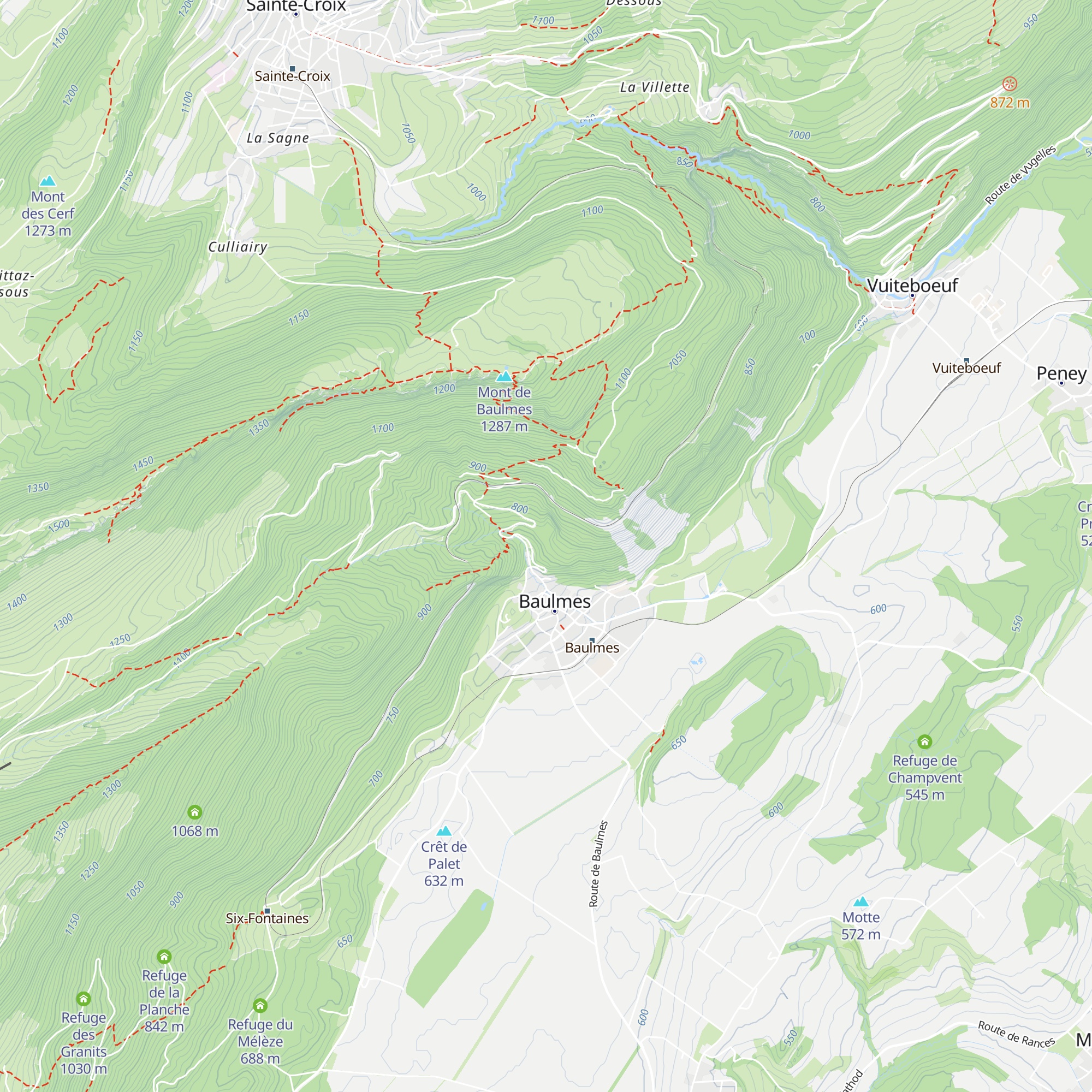 Refuge des Rochettes map