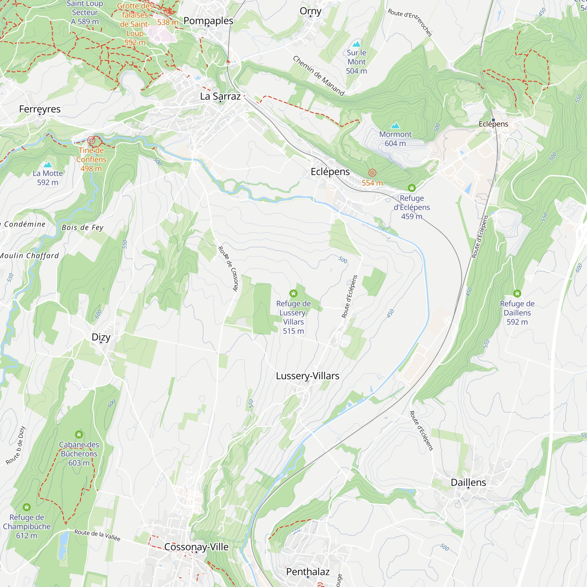 Refuge de Lussery-Villars map
