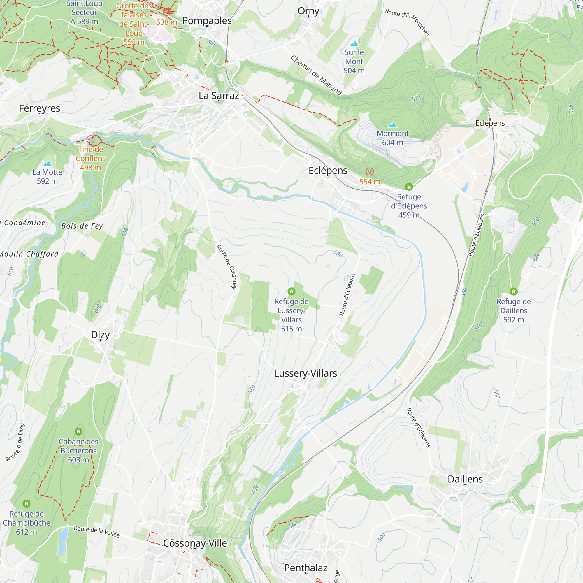 Refuge de Lussery-Villars map