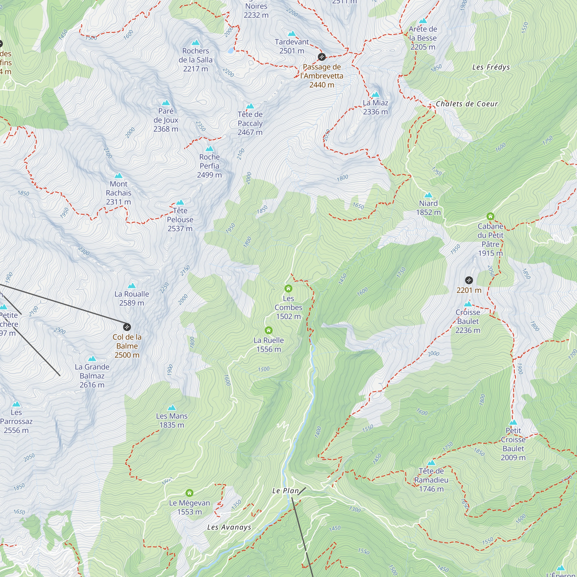 Les Combes map