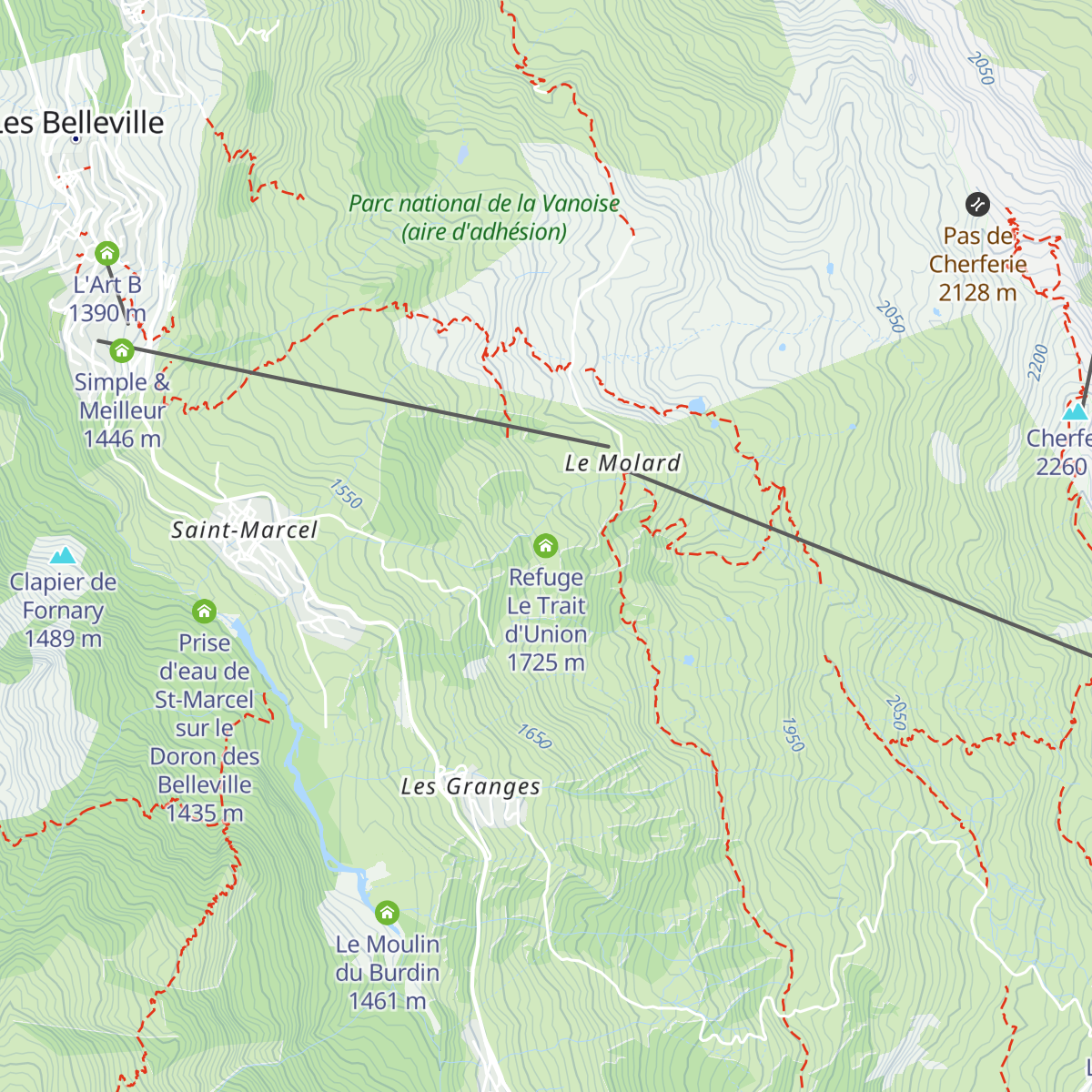 Refuge Le Trait d'Union map