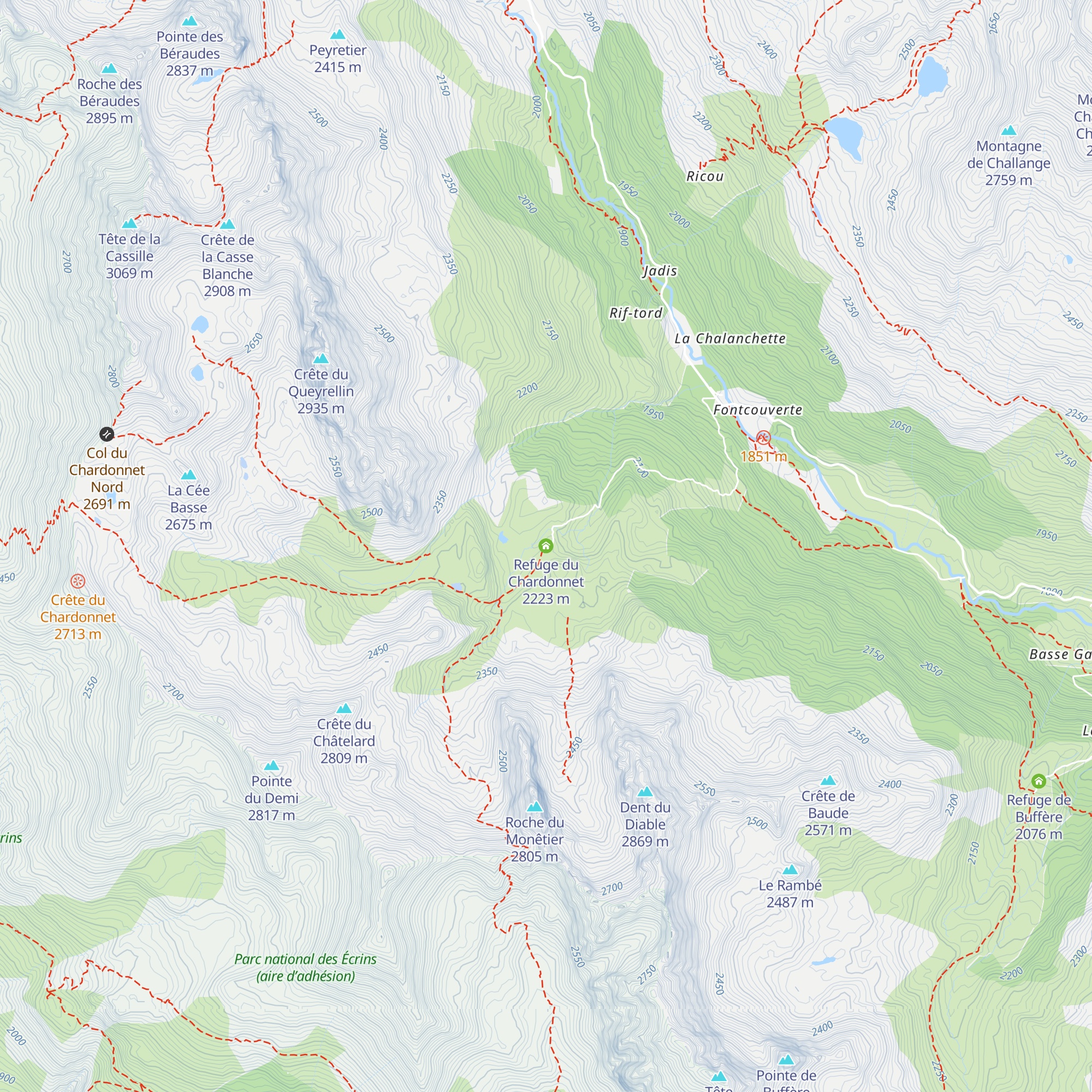 Refuge du Chardonnet map