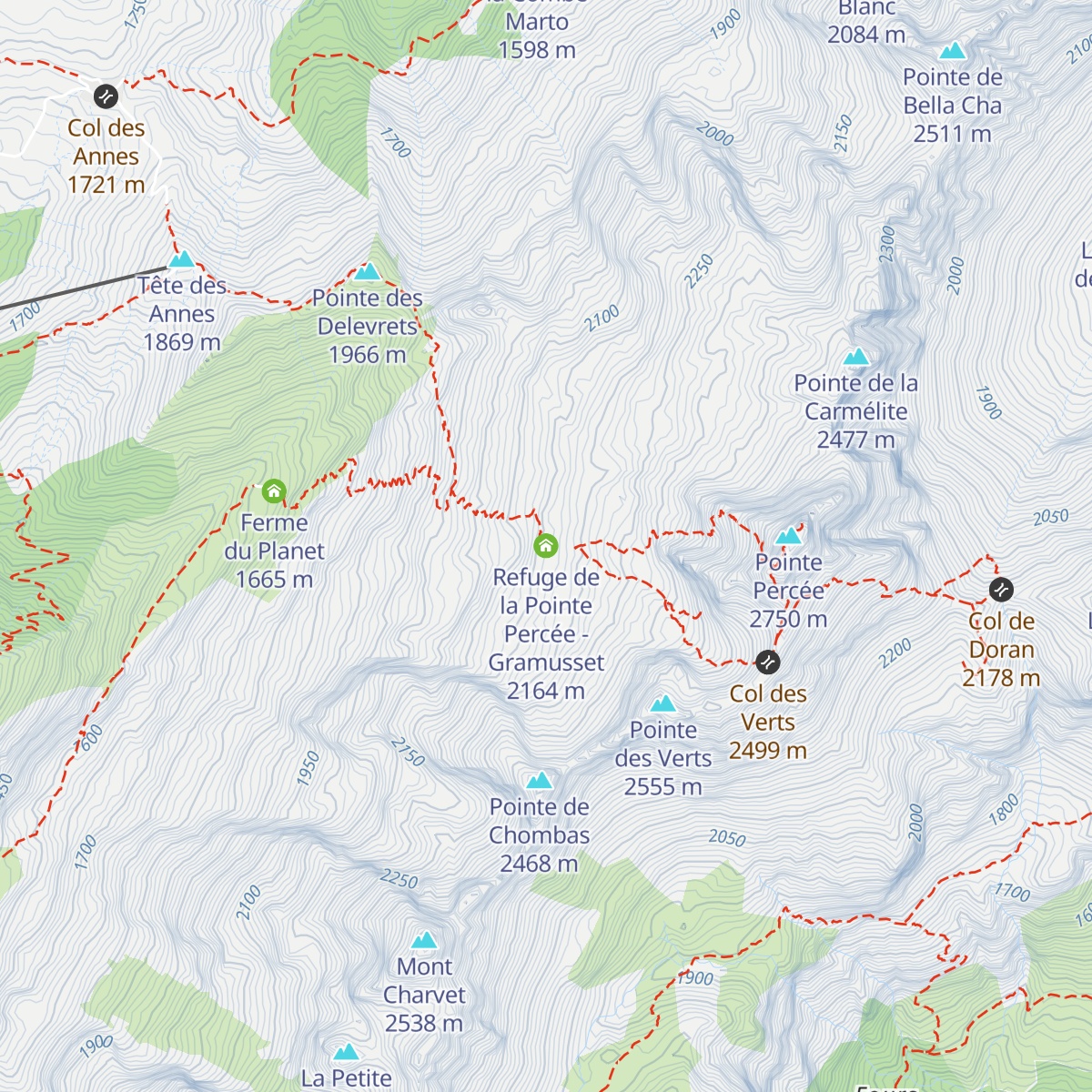 Refuge de la Pointe Percée - Gramusset map