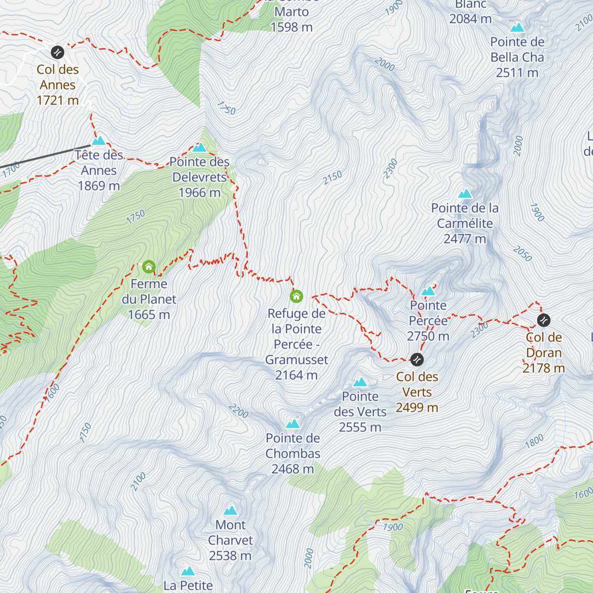 Refuge de la Pointe Percée - Gramusset map
