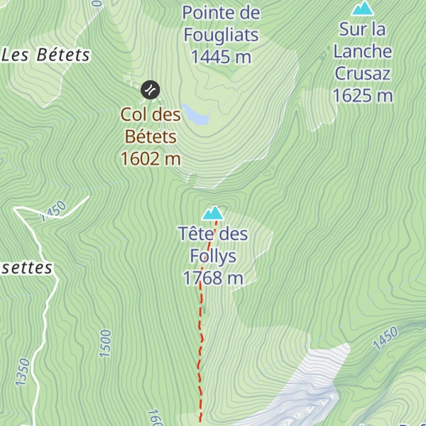 Map of Tête des Follys