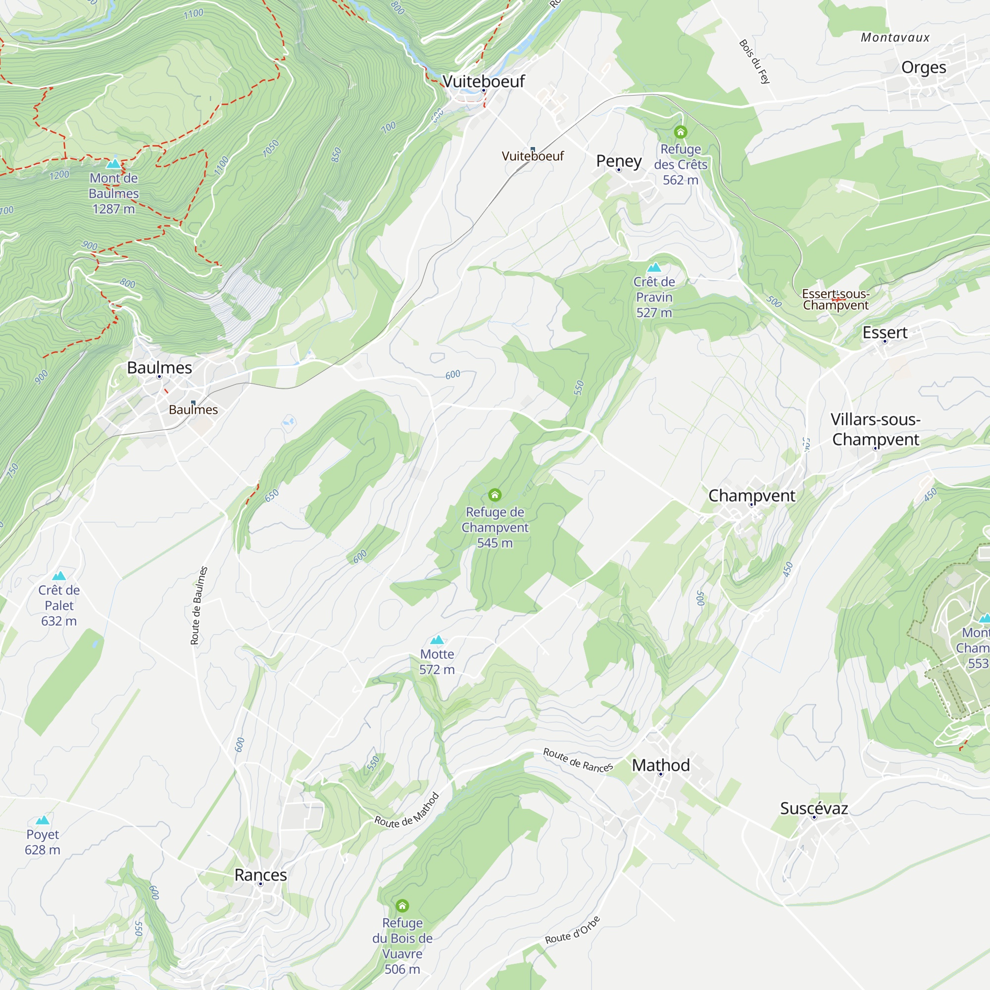 Refuge de Champvent map