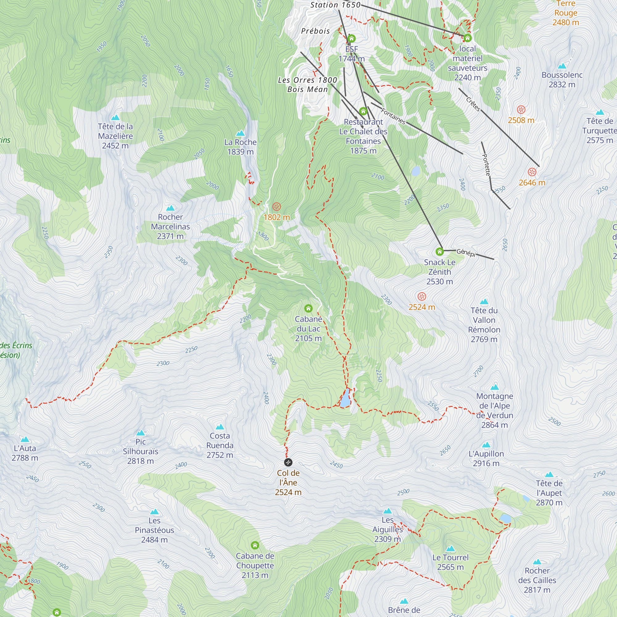 Cabane du Lac map