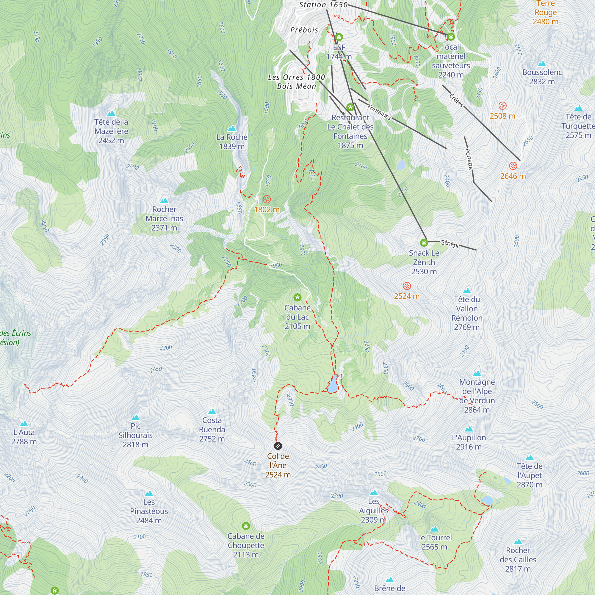 Cabane du Lac map