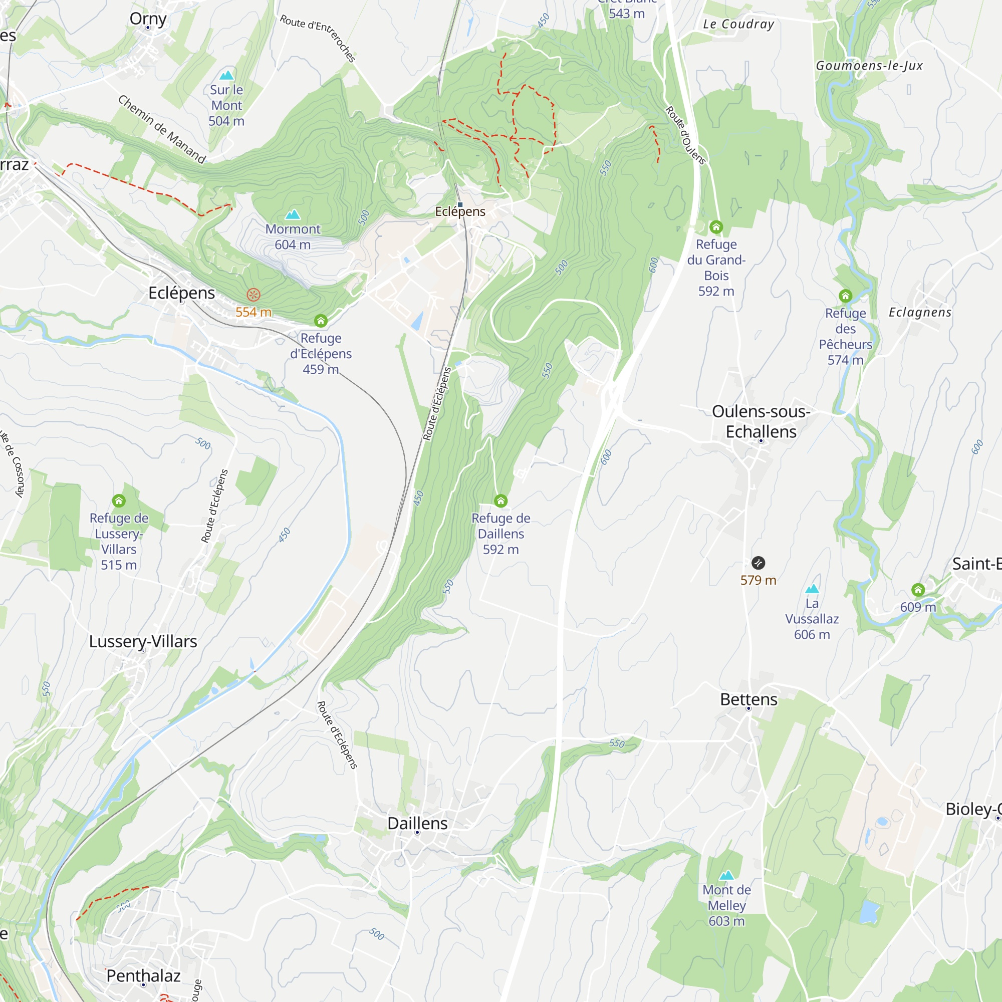 Refuge de Daillens map
