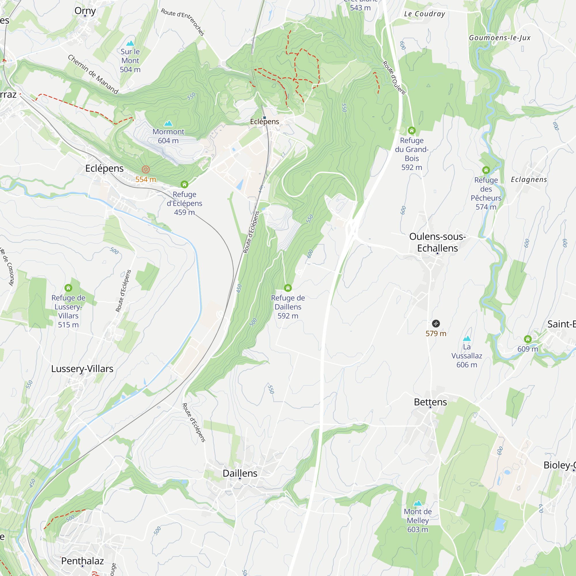 Refuge de Daillens map